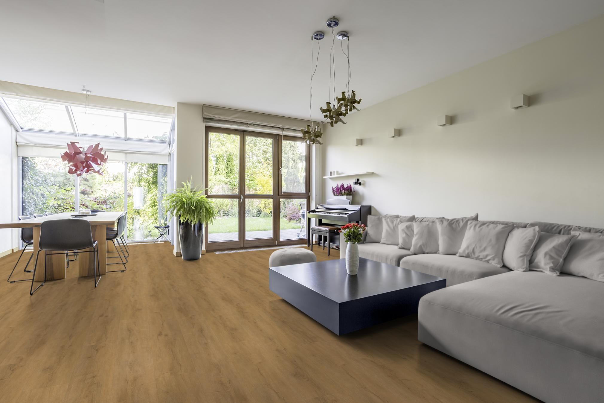 TRECOR® Klick Vinylboden Eiche Premium Natur Dunkel XXL Landhausdiele 6,5 mm Stark mit Trittschallunterlage TRECOR® Klick Vinylboden Eiche Premium Natur Dunkel XXL Landhausdiele 6,5 mm Stark mit Trittschallunterlage