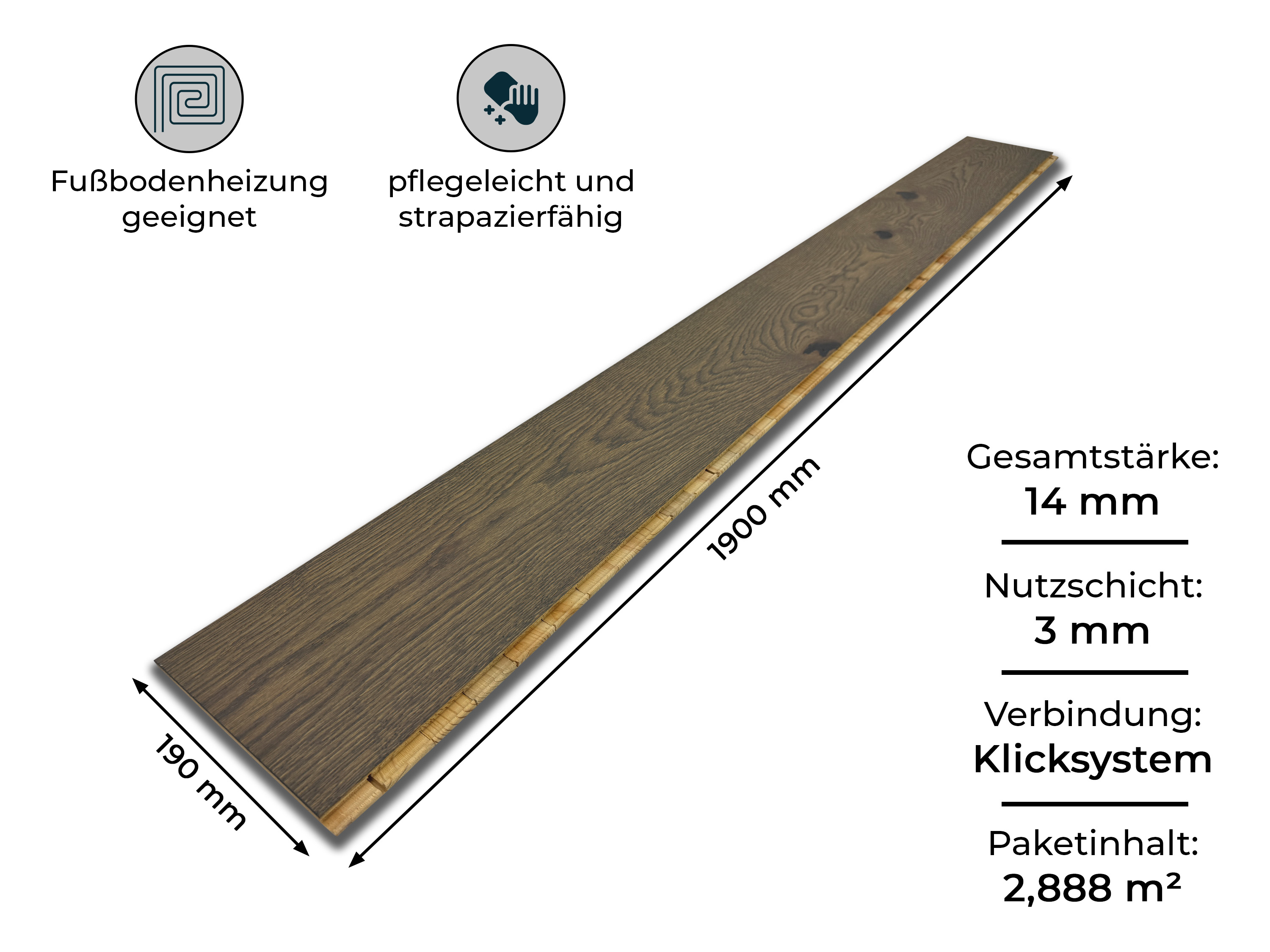Parkettboden 3-Schicht Landhausdiele Eiche Rustikal Parkett gebürstet RUBIO R311 Havanna endgeölt