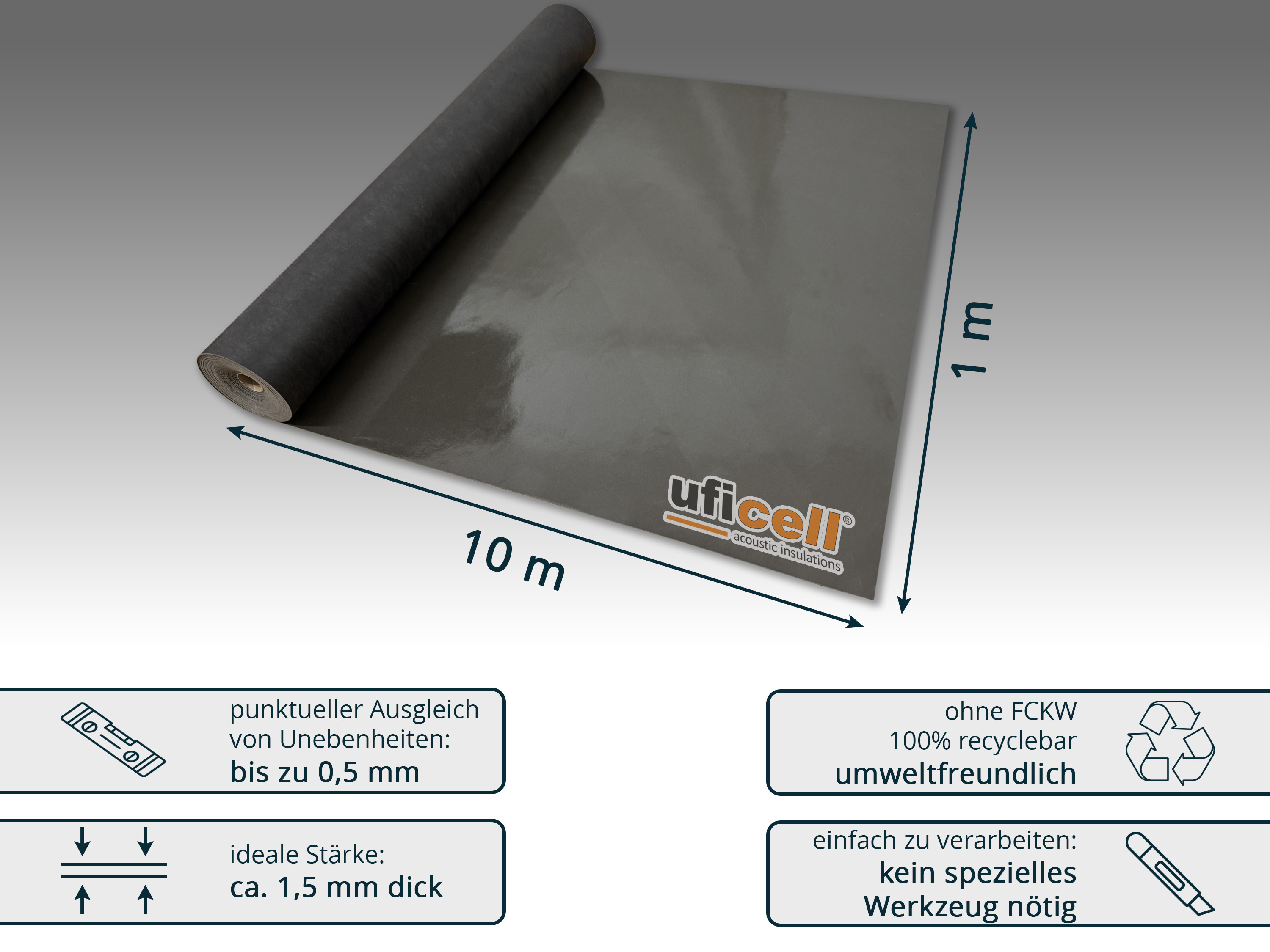 uficell® VINOSOUND RIGID premium Vinylunterlage Trittschallmatte für Rigid/SPC Vinylboden uficell® VINOSOUND RIGID premium Vinylunterlage Trittschallmatte für Rigid/SPC Vinylboden