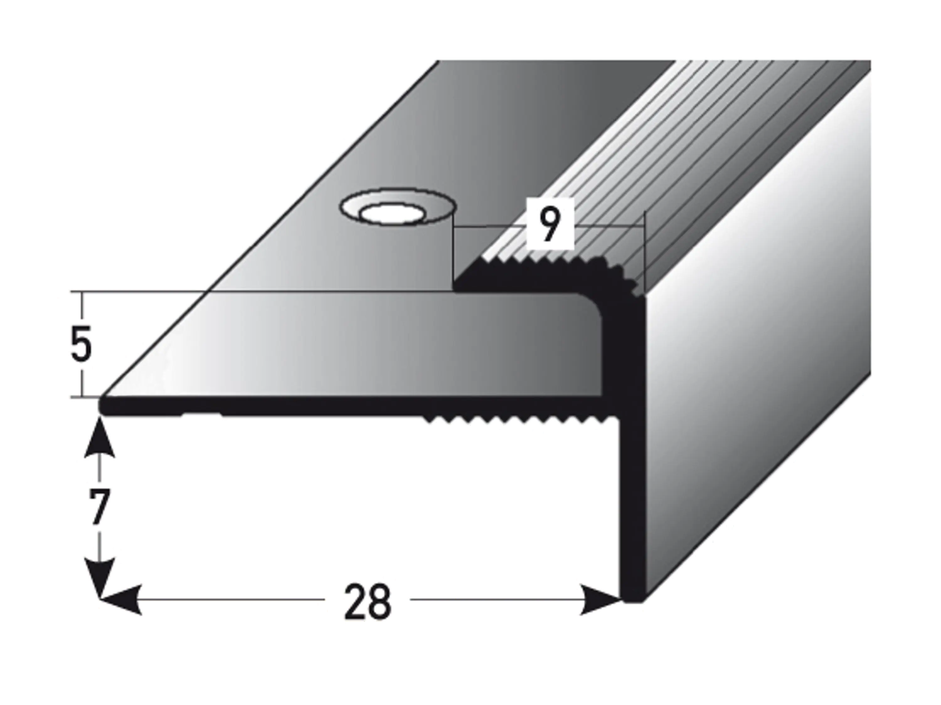ufitec® Einschubprofil für Belagshöhen bis 5 mm | 7 mm Nase Treppen-/Stufen Abschlussprofil ufitec® Einschubprofil für Belagshöhen bis 5 mm | 7 mm Nase Treppen-/Stufen Abschlussprofil