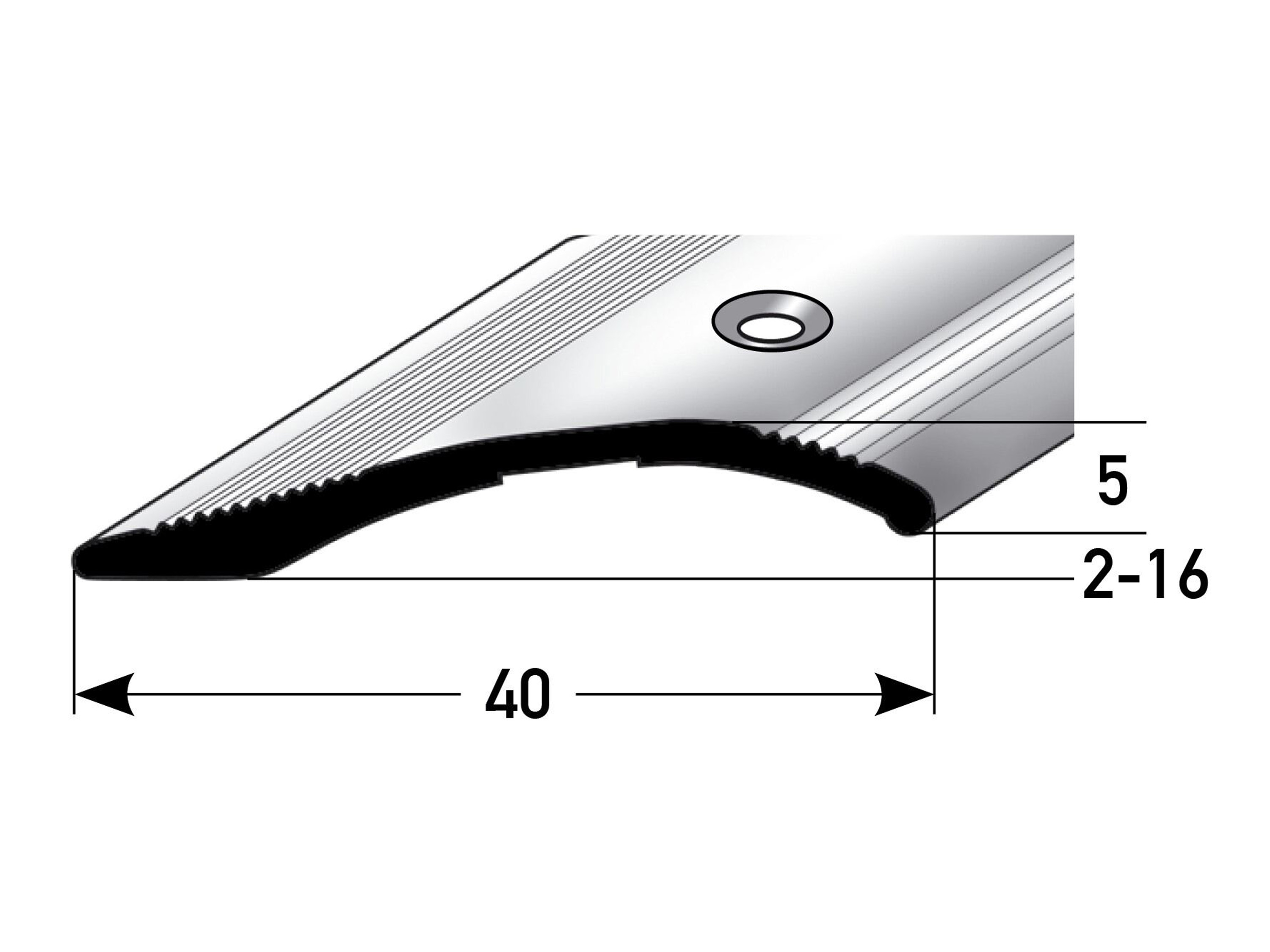Anpassungsprofil 40 mm, Höhenausgleich 2 - 16 mm, gebohrt Anpassungsprofil 40 mm, Höhenausgleich 2 - 16 mm, gebohrt