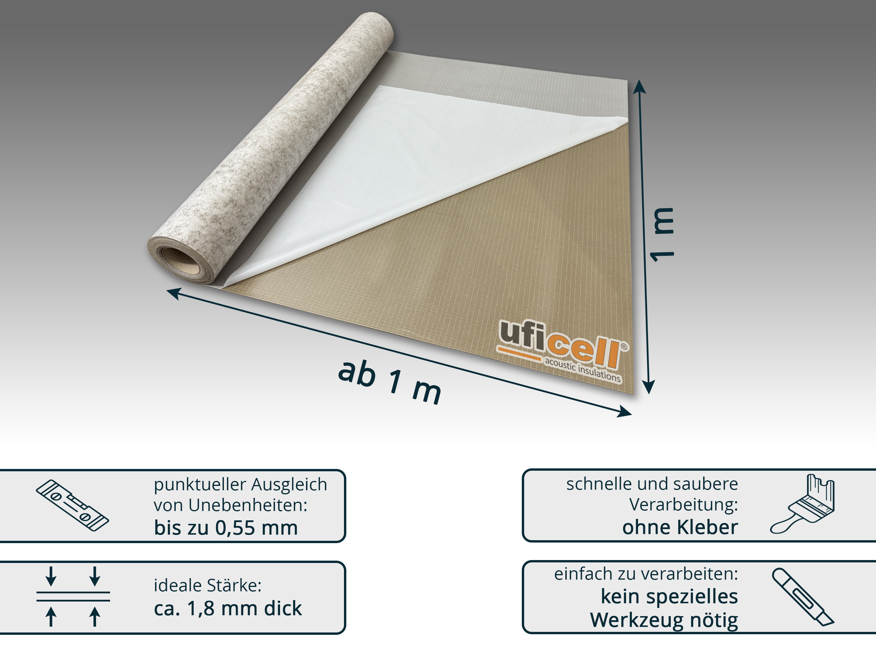 uficell® VINOSTICK® silent premium - selbstklebende Akustikmatte für Klebevinylböden B-Ware uficell® VINOSTICK® silent premium - selbstklebende Akustikmatte für Klebevinylböden B-Ware