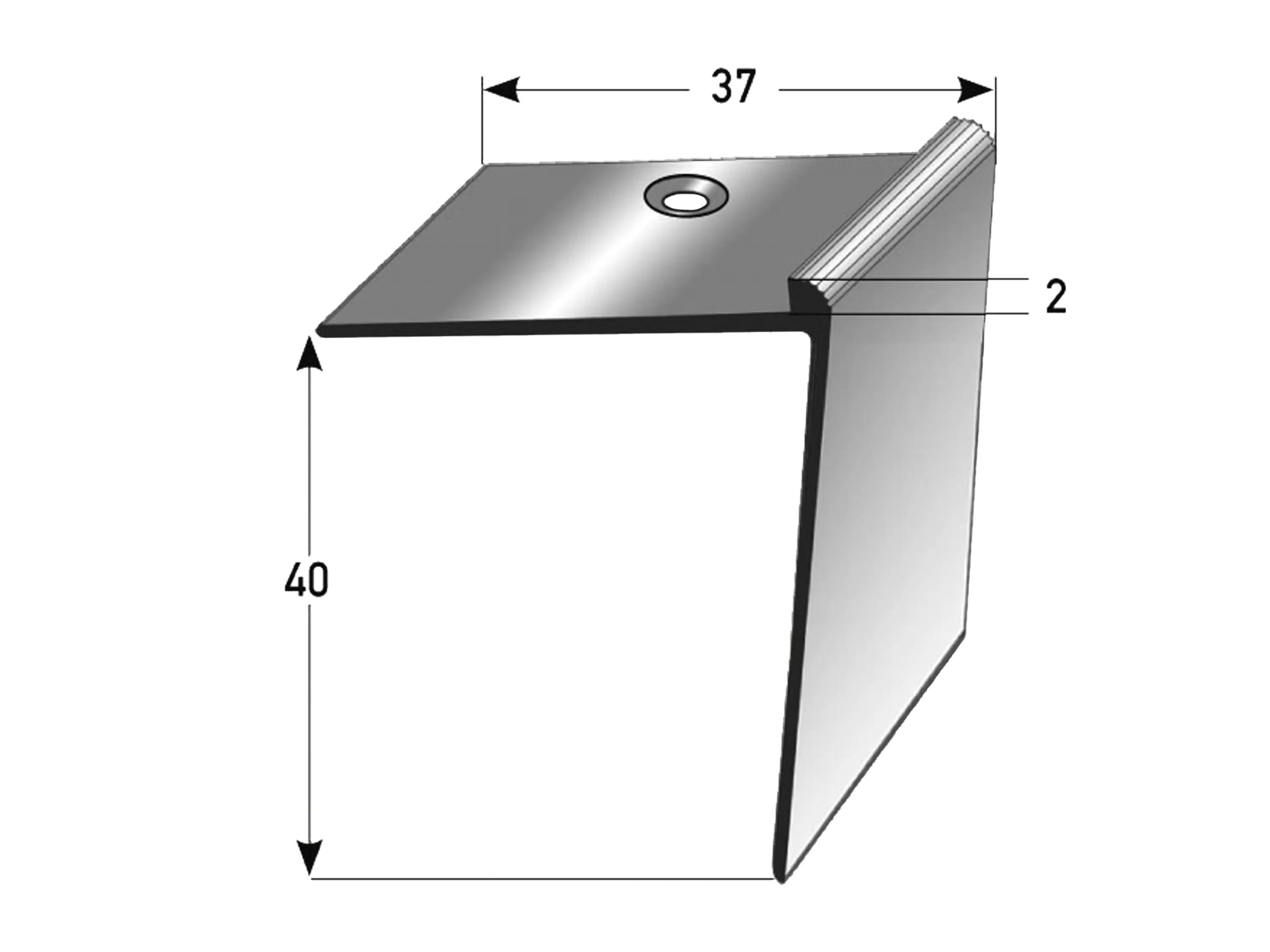 ufitec® Treppenkantenprofil mit Nase für Vinylböden für Belagshöhen von 2 mm - Alu eloxiert ufitec® Treppenkantenprofil mit Nase für Vinylböden für Belagshöhen von 2 mm - Alu eloxiert