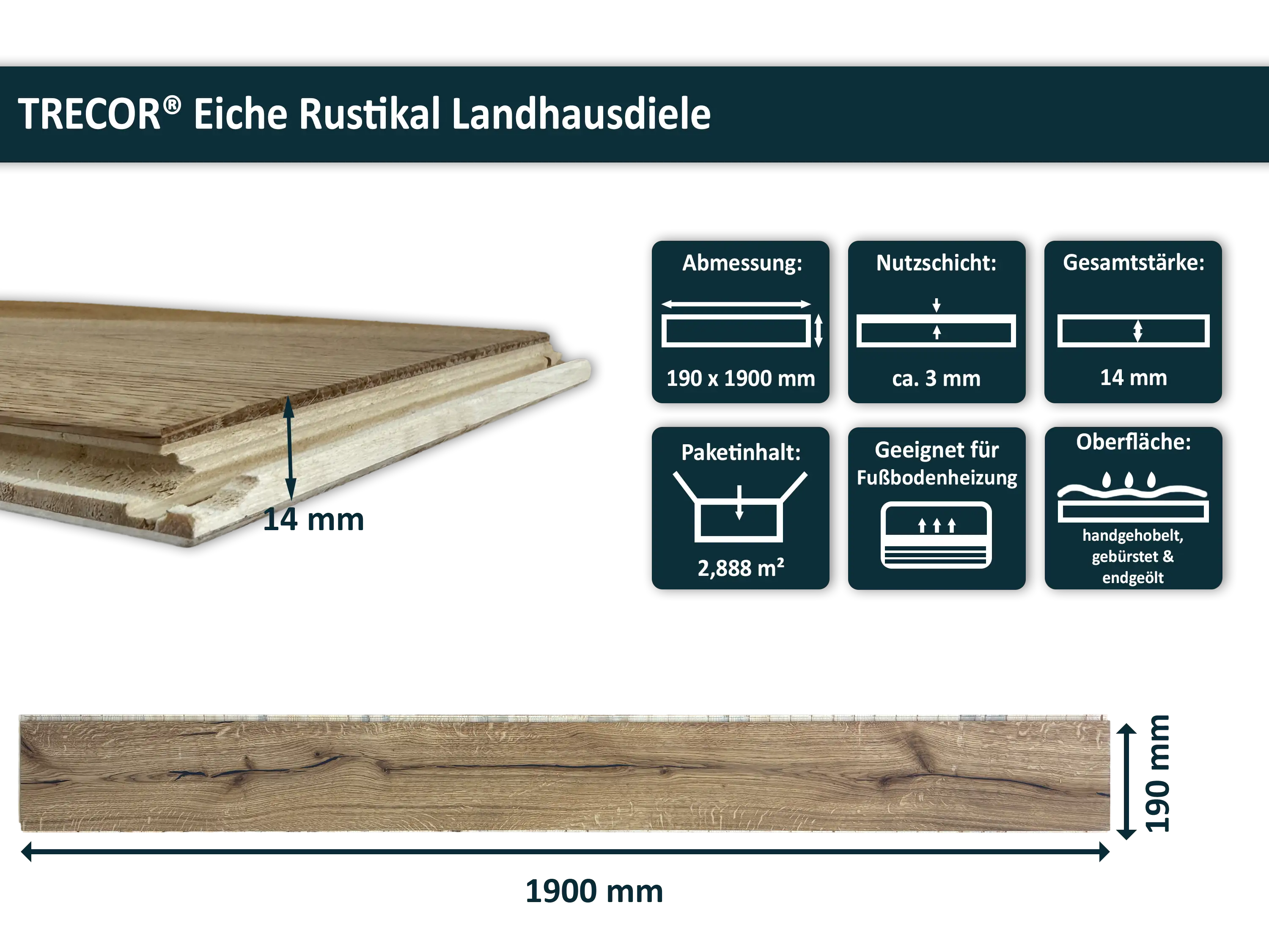 Parkettboden 3-Schicht Landhausdiele Eiche Rustikal handgehobelt gebürstet RUBIO R101 endgeölt, 5G Drop Down Parkettboden 3-Schicht Landhausdiele Eiche Rustikal handgehobelt gebürstet RUBIO R101 endgeölt, 5G Drop Down