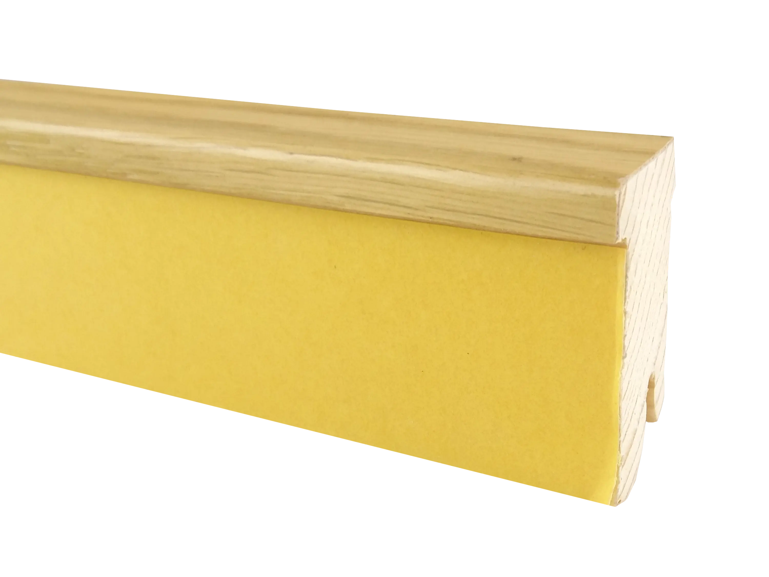 Eiche Holz Sockelleiste mit Ausfräsung für Kork- und Designböden, Format: 18 x 50 x 2700 mm Eiche Holz Sockelleiste mit Ausfräsung für Kork- und Designböden, Format: 18 x 50 x 2700 mm