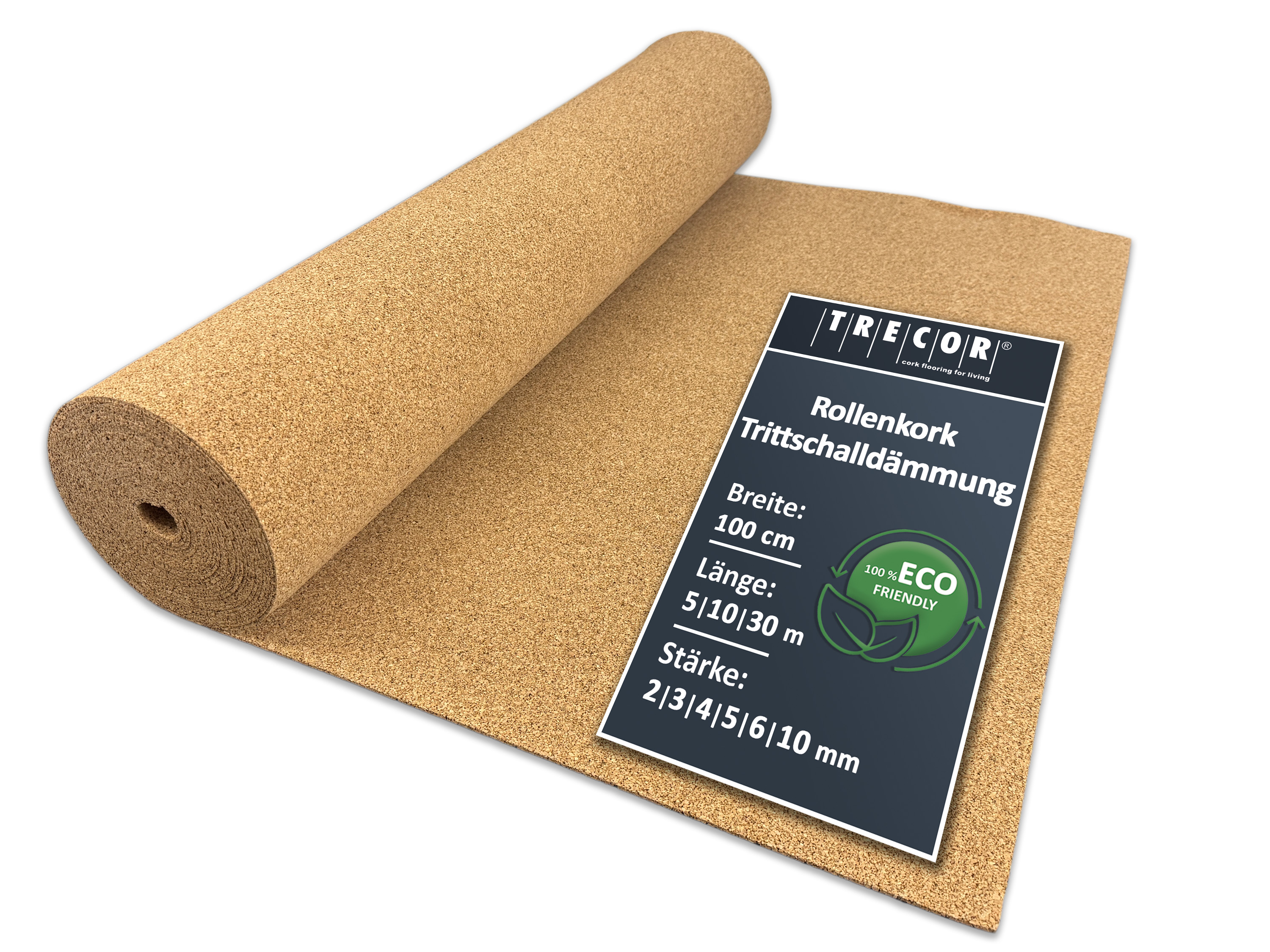 TRECOR® Rollenkork Kork Trittschalldämmung Korkunterlage TRECOR® Rollenkork Kork Trittschalldämmung Korkunterlage