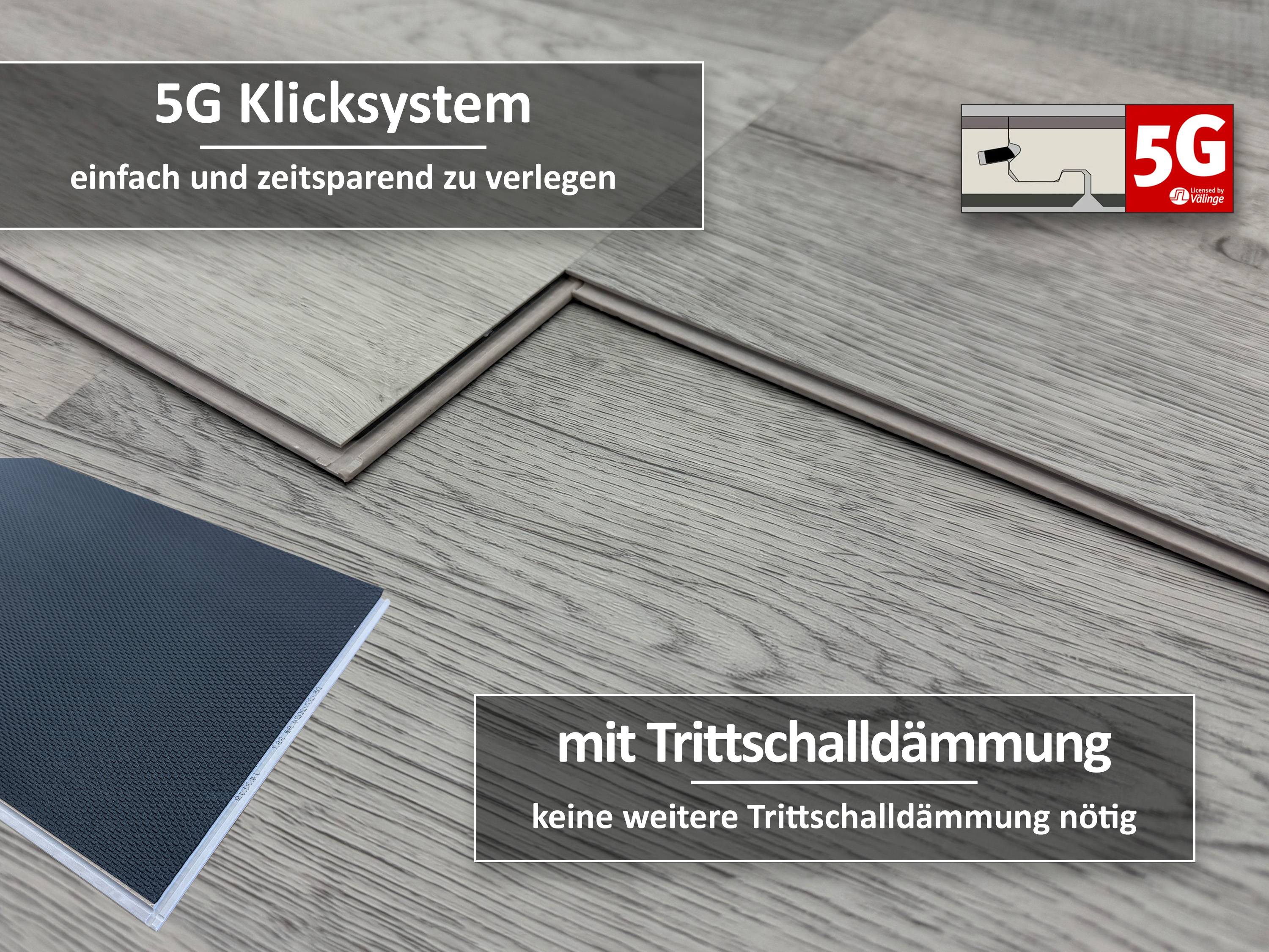 TRECOR® SPC / RIGID 5G Klick Vinylboden Cottage Eiche Grau - 6 mm V4 inkl. 1 mm Trittschalldämmung TRECOR® SPC / RIGID 5G Klick Vinylboden Cottage Eiche Grau - 6 mm V4 inkl. 1 mm Trittschalldämmung