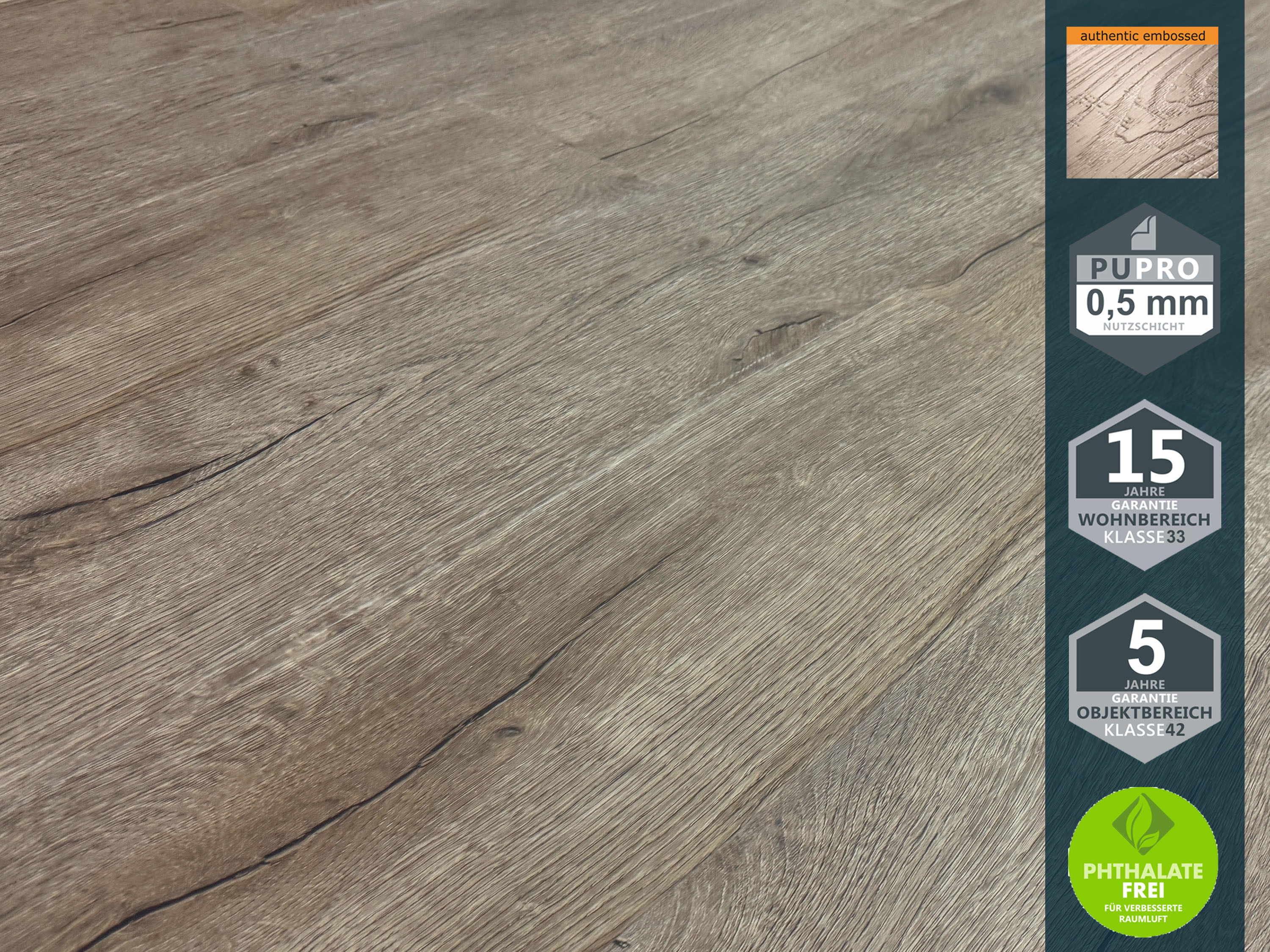 TRECOR® LVT Dryback Klebe Vinylboden Prestige Eiche Grau Landhausdiele - 2,5 mm starker Designboden TRECOR® LVT Dryback Klebe Vinylboden Prestige Eiche Grau Landhausdiele - 2,5 mm starker Designboden