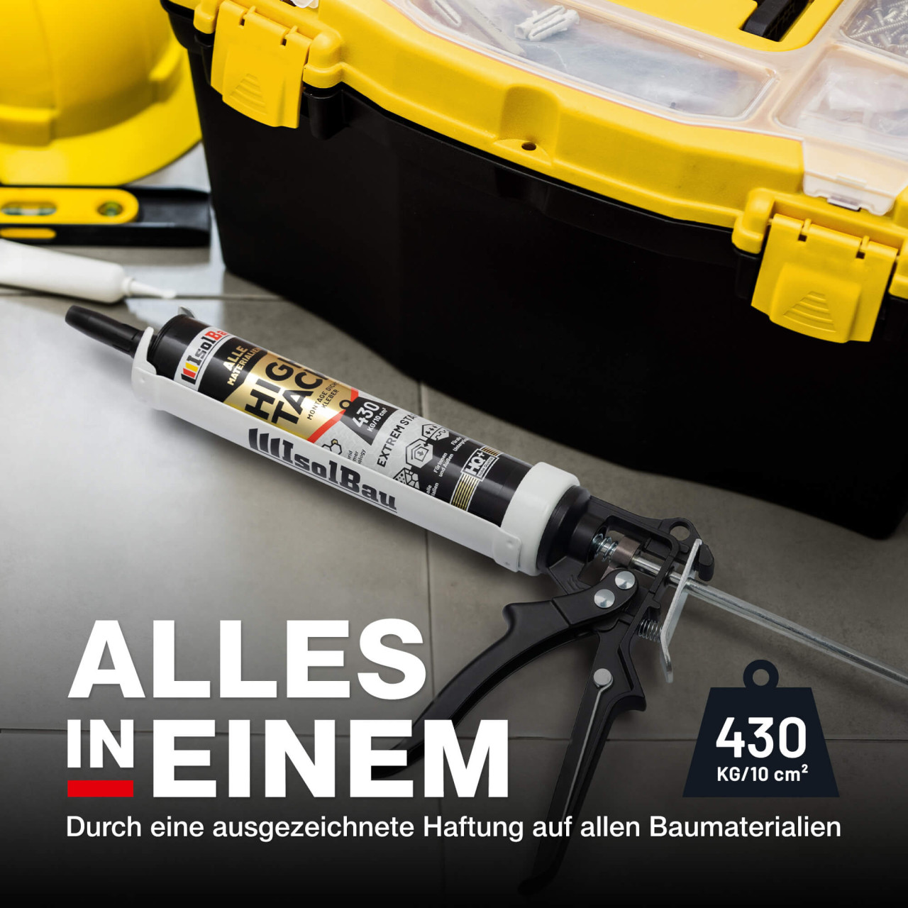 Isolbau High Tack Montagekleber, Baukleber Hybrid MS Polymer - Kraftkleber, Kartusche a 290ml