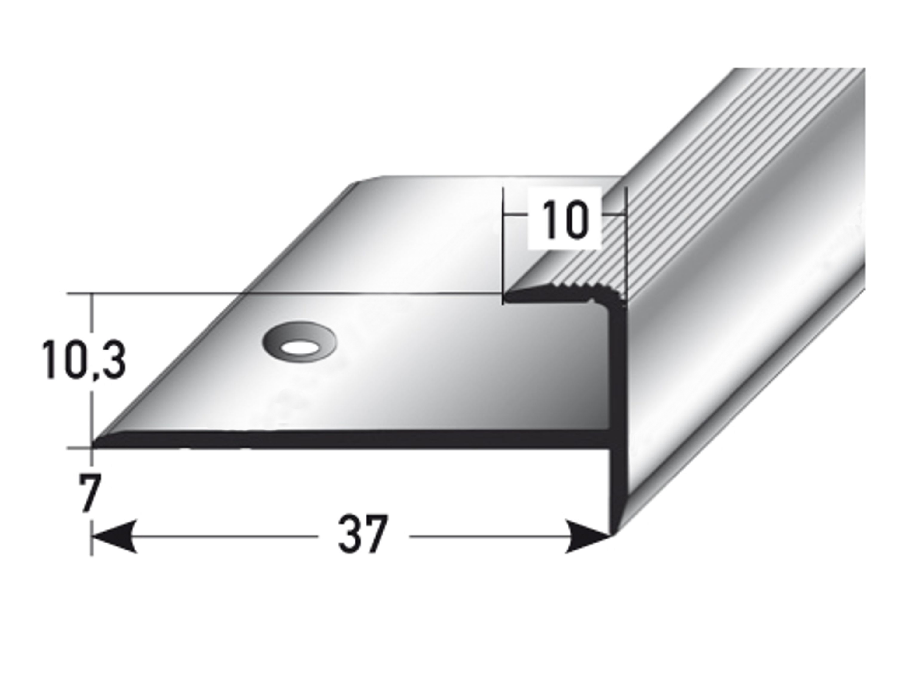 ufitec® Einschubprofil für Belagshöhen bis 10,3 mm mit 7 mm Nase Treppen-/Stufen Abschlussprofil ufitec® Einschubprofil für Belagshöhen bis 10,3 mm mit 7 mm Nase Treppen-/Stufen Abschlussprofil