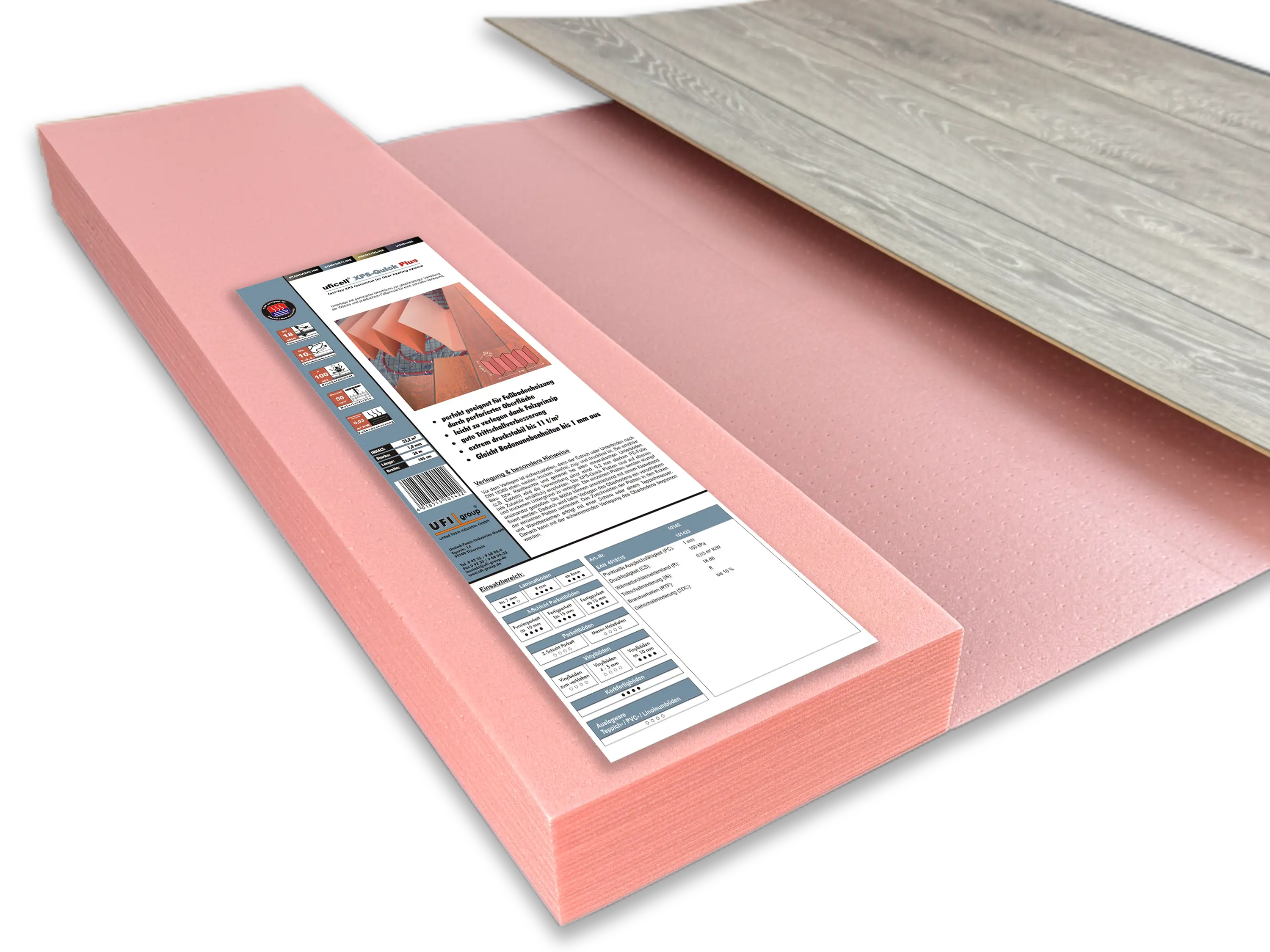 uficell® XPS QUICK PLUS Trittschalldämmung für Fußbodenheizung, Stärke: 1,8 mm, 12,6 m² uficell® XPS QUICK PLUS Trittschalldämmung für Fußbodenheizung, Stärke: 1,8 mm, 12,6 m²