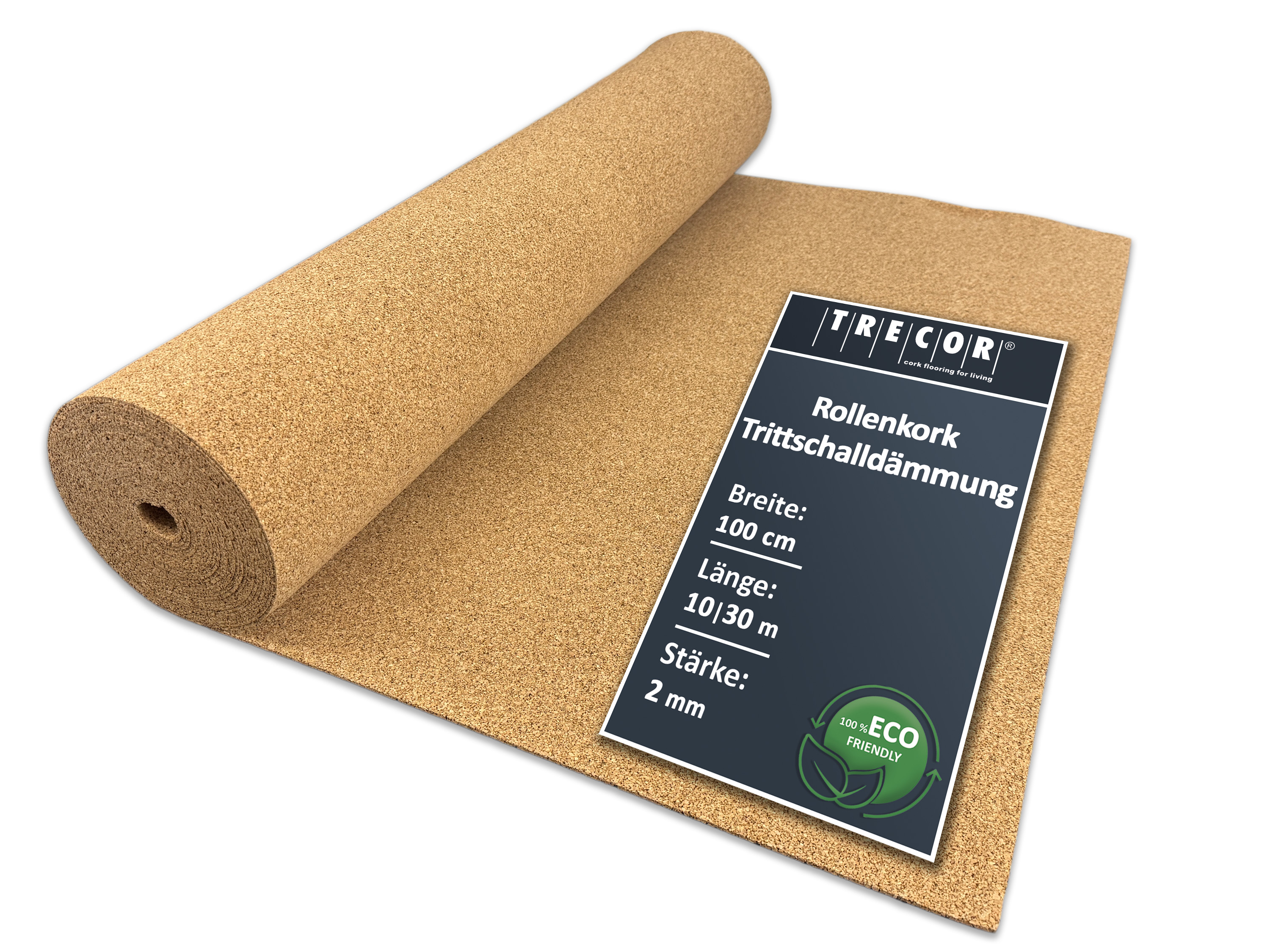 TRECOR® Rollenkork Kork Trittschalldämmung Korkunterlage Stärke: 2 mm / 10 m² Rolle TRECOR® Rollenkork Kork Trittschalldämmung Korkunterlage Stärke: 2 mm / 10 m² Rolle
