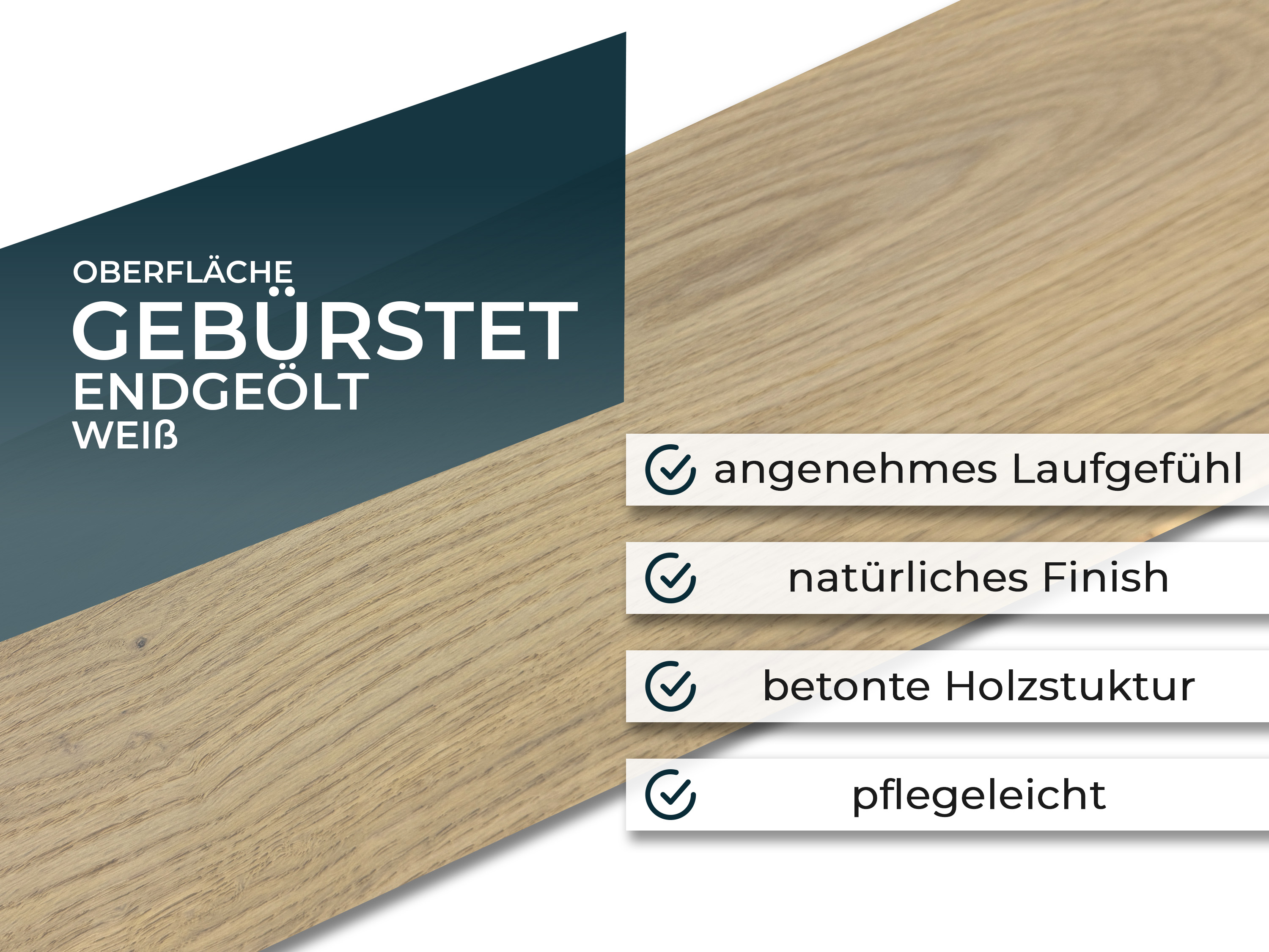 Eiche Rustikal (DE) Parkett Landhausdiele 3 Schicht gebürstet Weiss endgeölt - 5G Klicksystem