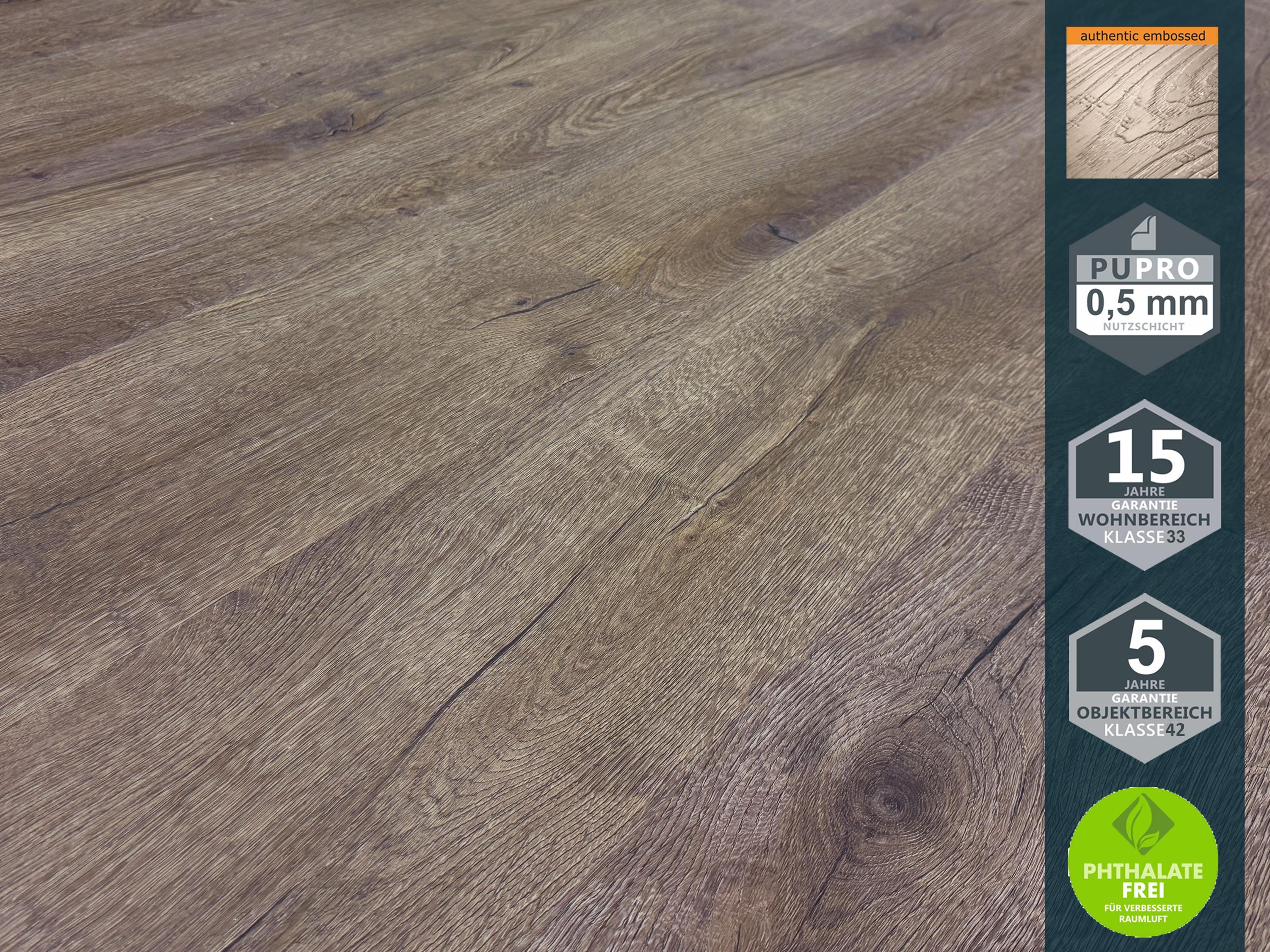 TRECOR® LVT Dryback Klebe Vinylboden Prestige Eiche Dunkel Landhausdiele - 2,5 mm starker Designboden TRECOR® LVT Dryback Klebe Vinylboden Prestige Eiche Dunkel Landhausdiele - 2,5 mm starker Designboden