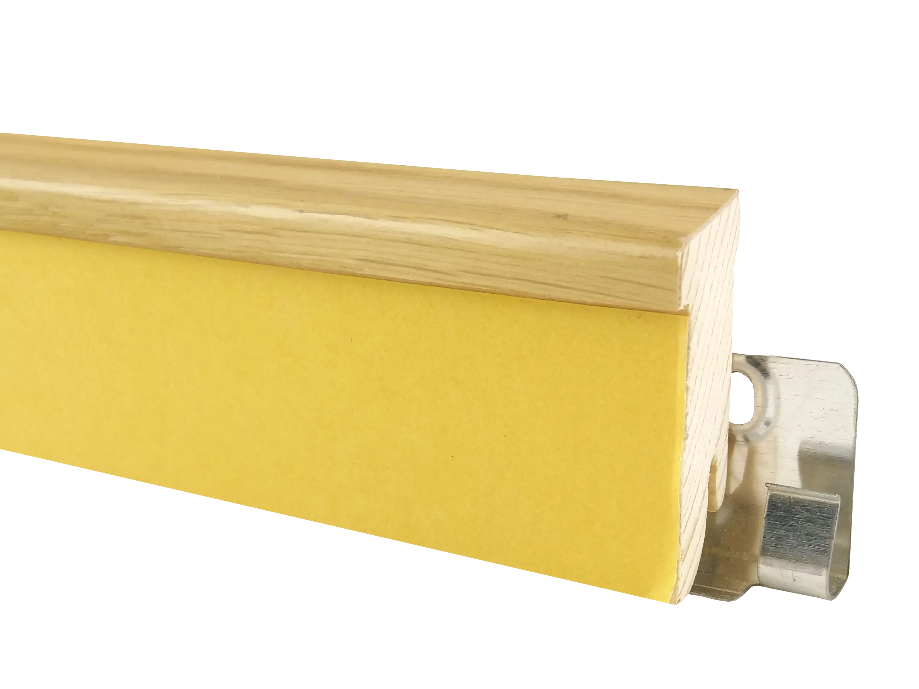 Eiche Holz Sockelleiste mit Ausfräsung für Kork- und Designböden, Format: 18 x 50 x 2700 mm Eiche Holz Sockelleiste mit Ausfräsung für Kork- und Designböden, Format: 18 x 50 x 2700 mm