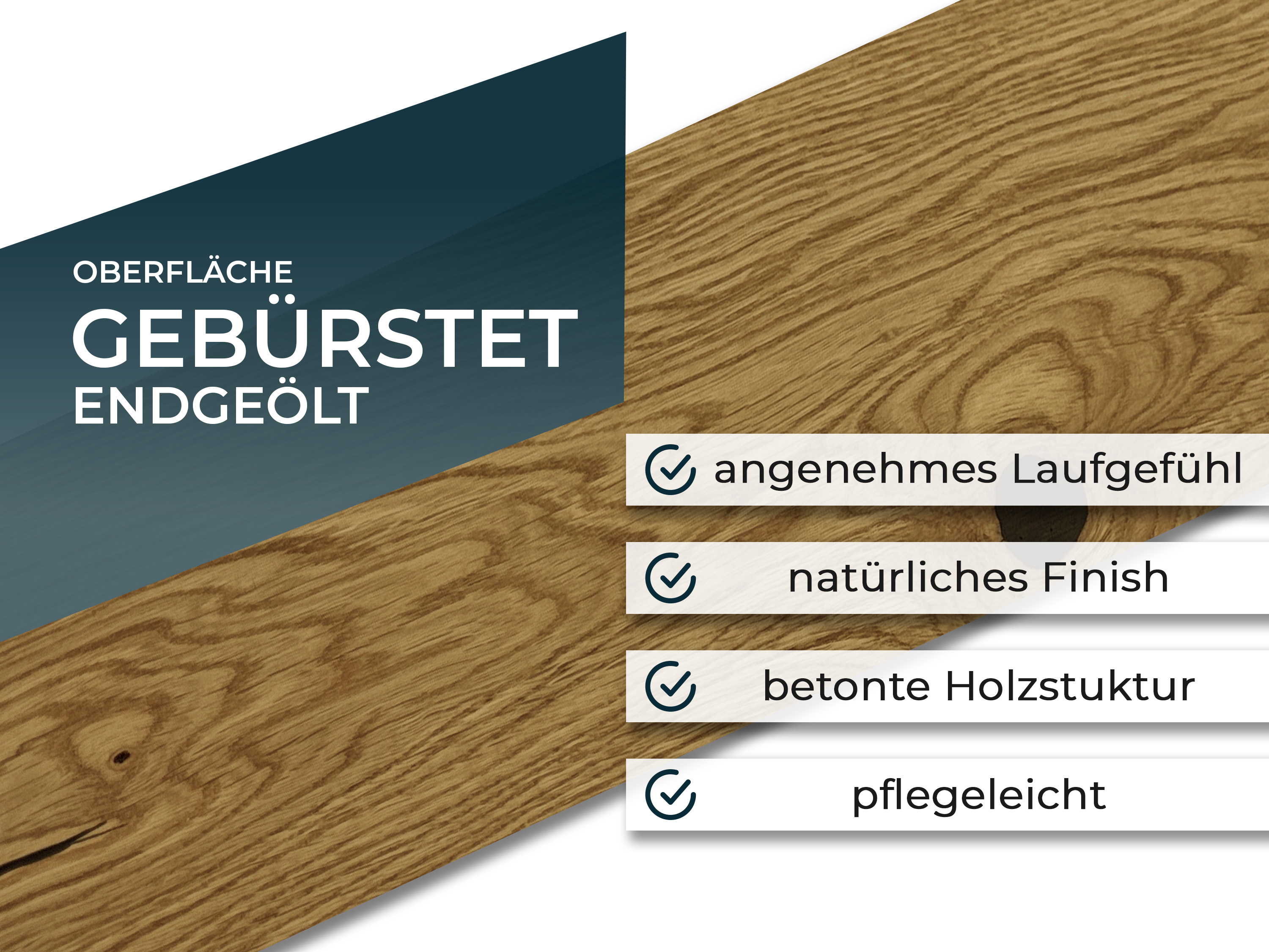 Parkettboden Eiche Rustikal Parkett Landausdiele 3-Schicht 150 mm Breit gebürstet, gefast & endgeölt