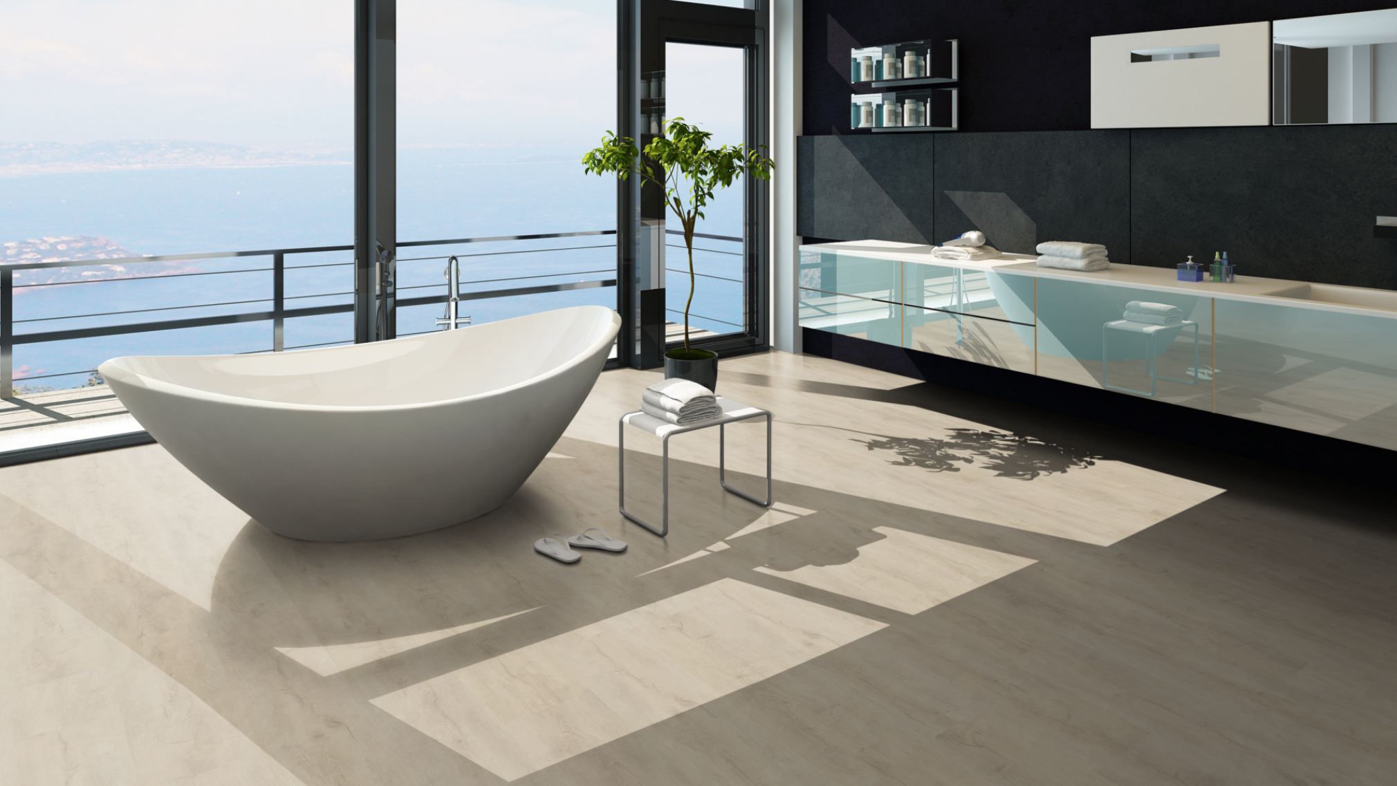 TRECOR® Klick Vinylboden Eiche Premium Weiss XXL Landhausdiele 6,5 mm Stark mit integrierter Trittschallunterlage TRECOR® Klick Vinylboden Eiche Premium Weiss XXL Landhausdiele 6,5 mm Stark mit integrierter Trittschallunterlage