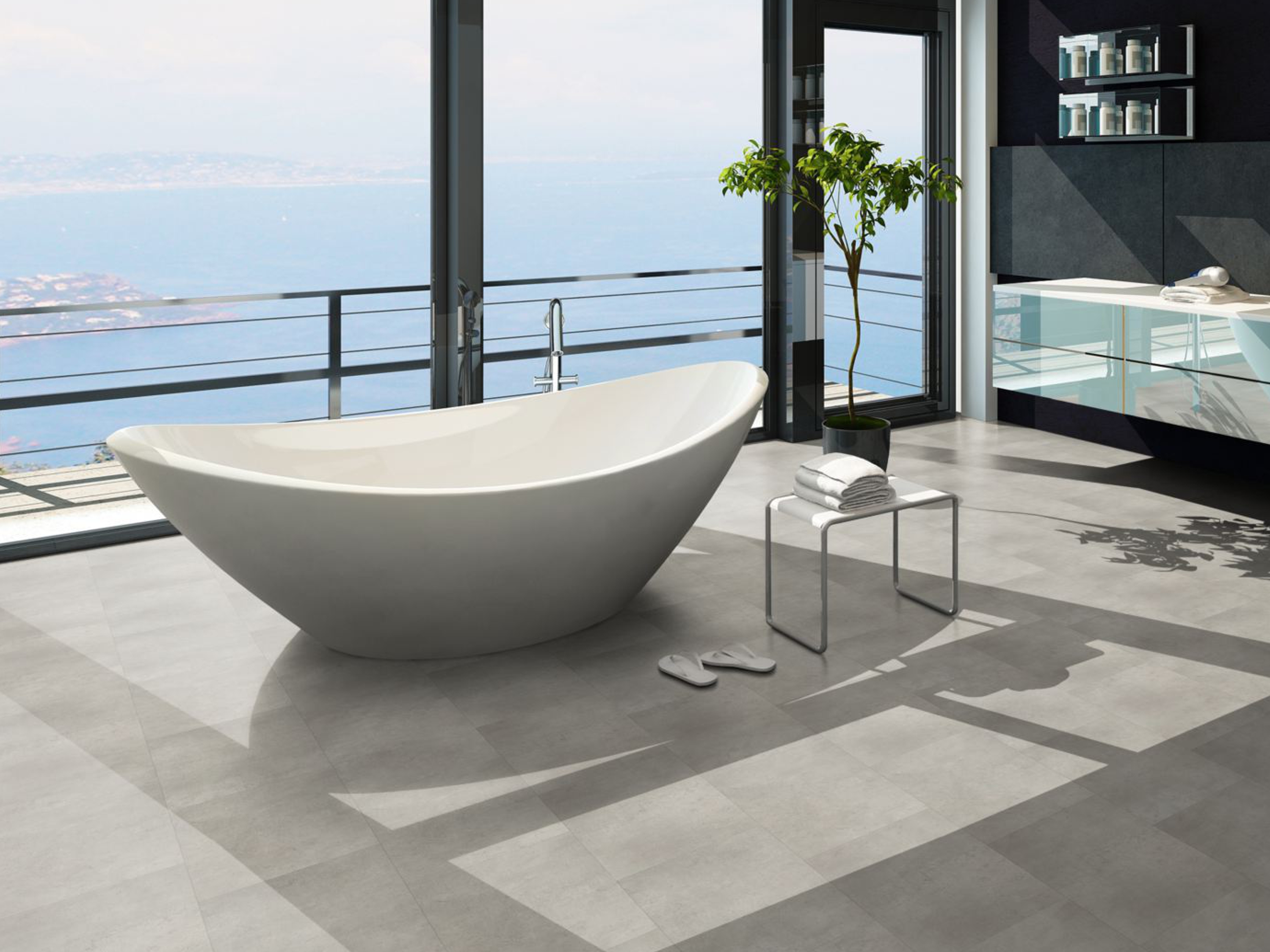 TRECOR® SPC/ RIGID Klick Vinylboden Fliesendekor - Stone White mit V- Fuge 4.2 mm TRECOR® SPC/ RIGID Klick Vinylboden Fliesendekor - Stone White mit V- Fuge 4.2 mm