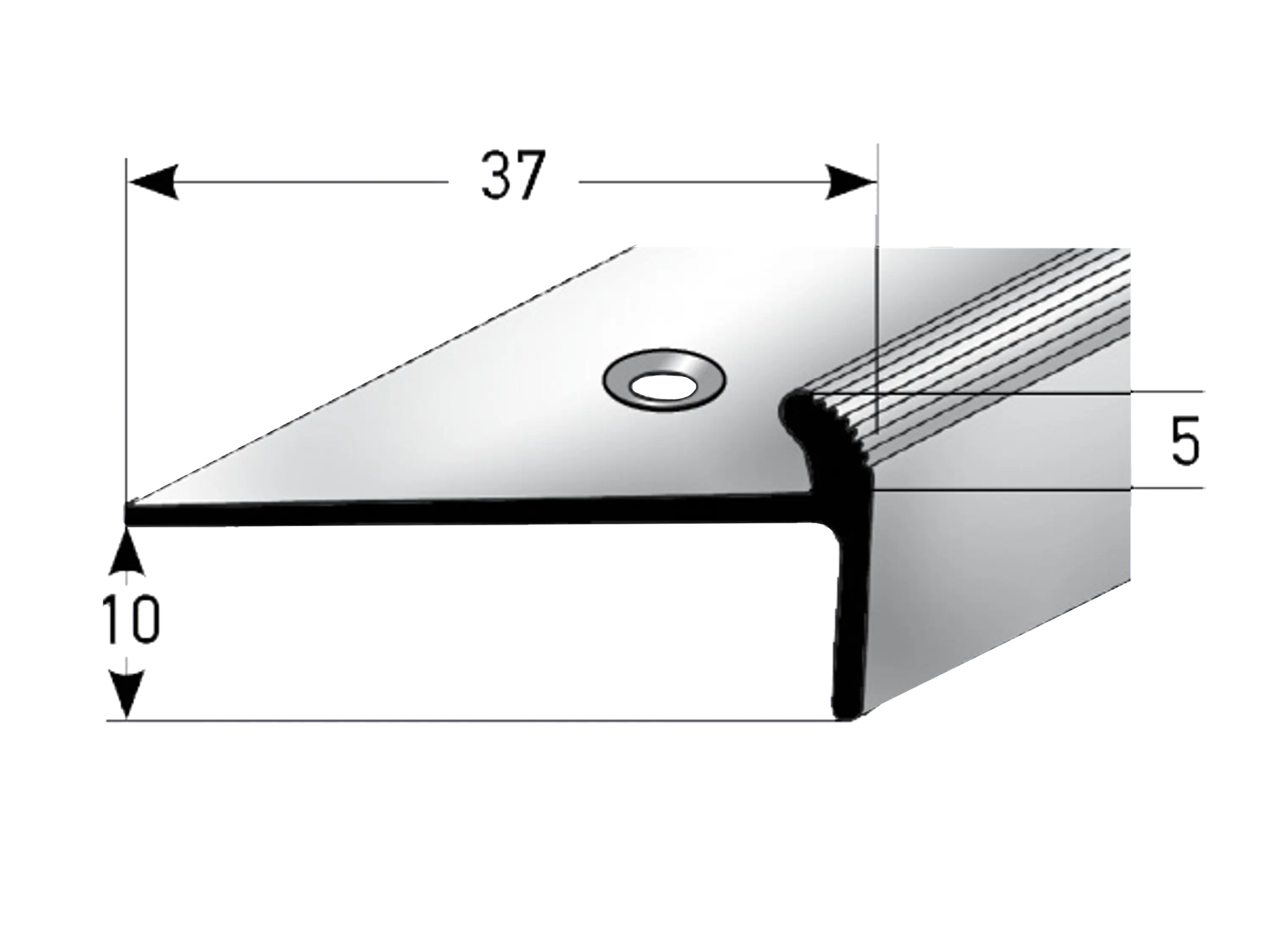ufitec® Treppenkantenprofil mit Nase für Vinylböden für Belagshöhen von 5 mm - Alu eloxiert ufitec® Treppenkantenprofil mit Nase für Vinylböden für Belagshöhen von 5 mm - Alu eloxiert