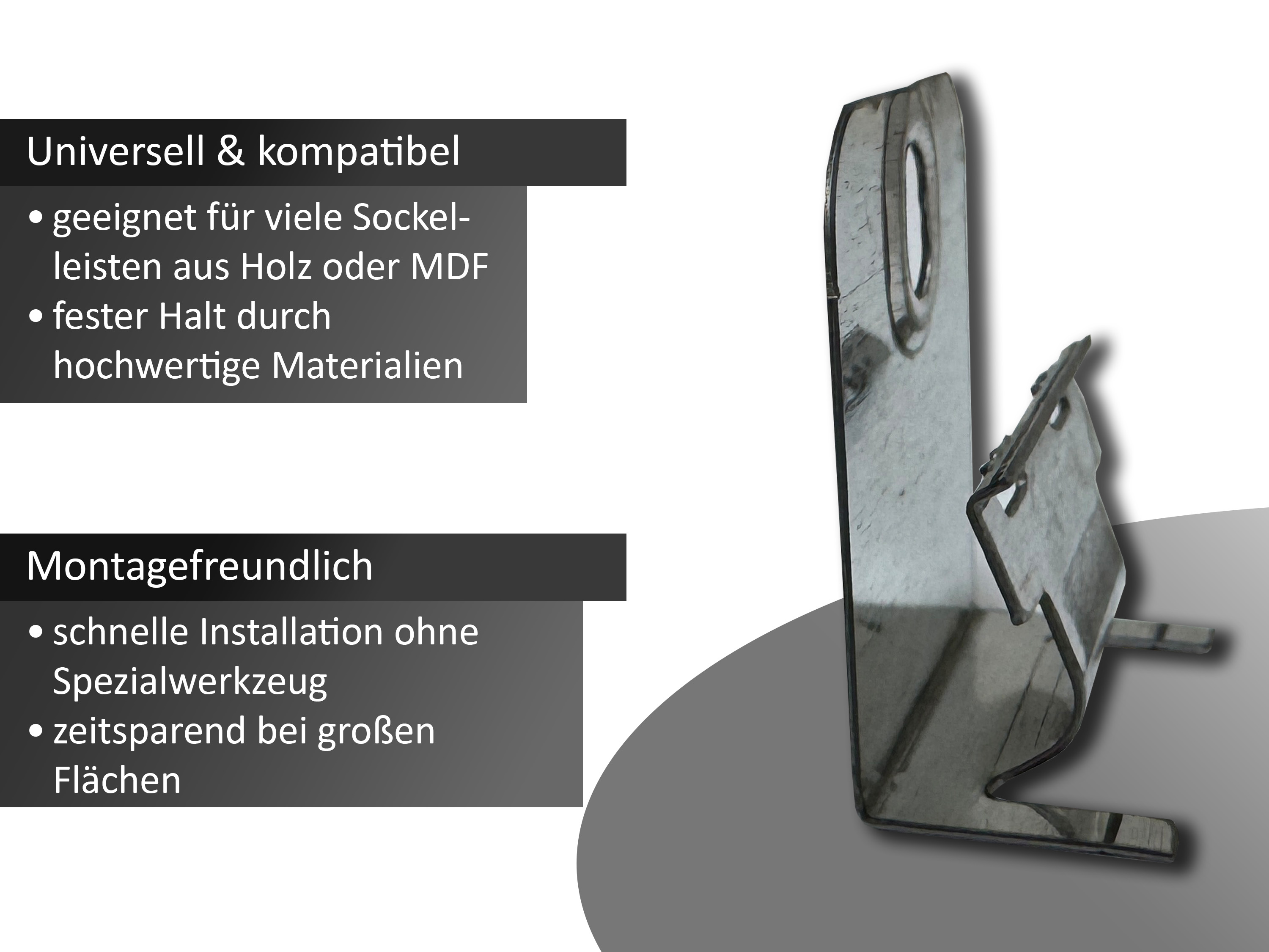 CLIPSTAR® Montageclip / Befestigungsclip für TRECOR® Sockelleisten mit Clipstar Fräsung, 50 er Pack CLIPSTAR® Montageclip / Befestigungsclip für TRECOR® Sockelleisten mit Clipstar Fräsung, 50 er Pack