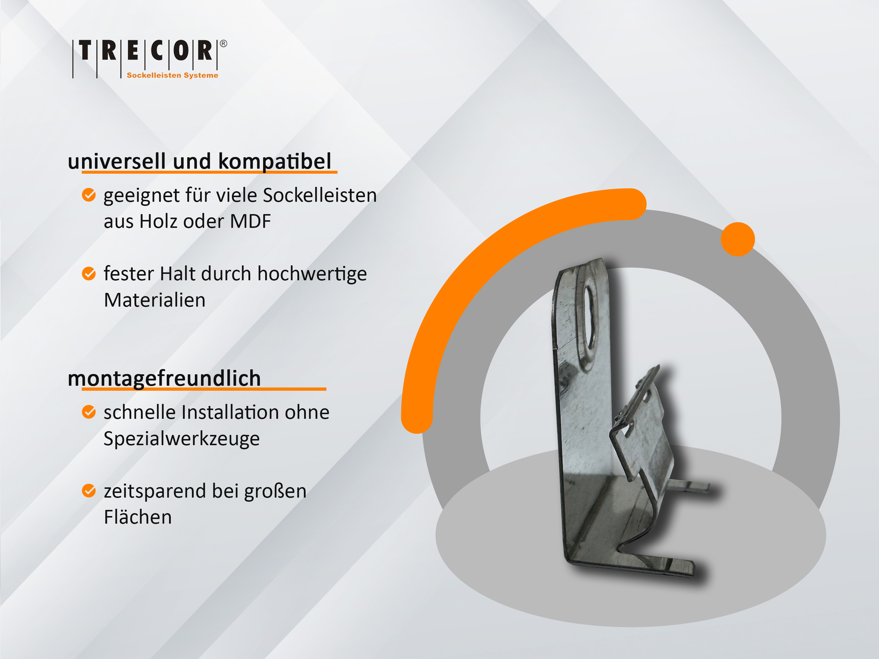 CLIPSTAR® Montageclip / Befestigungsclip für TRECOR® Sockelleisten mit Clipstar Fräsung, 50 er Pack CLIPSTAR® Montageclip / Befestigungsclip für TRECOR® Sockelleisten mit Clipstar Fräsung, 50 er Pack