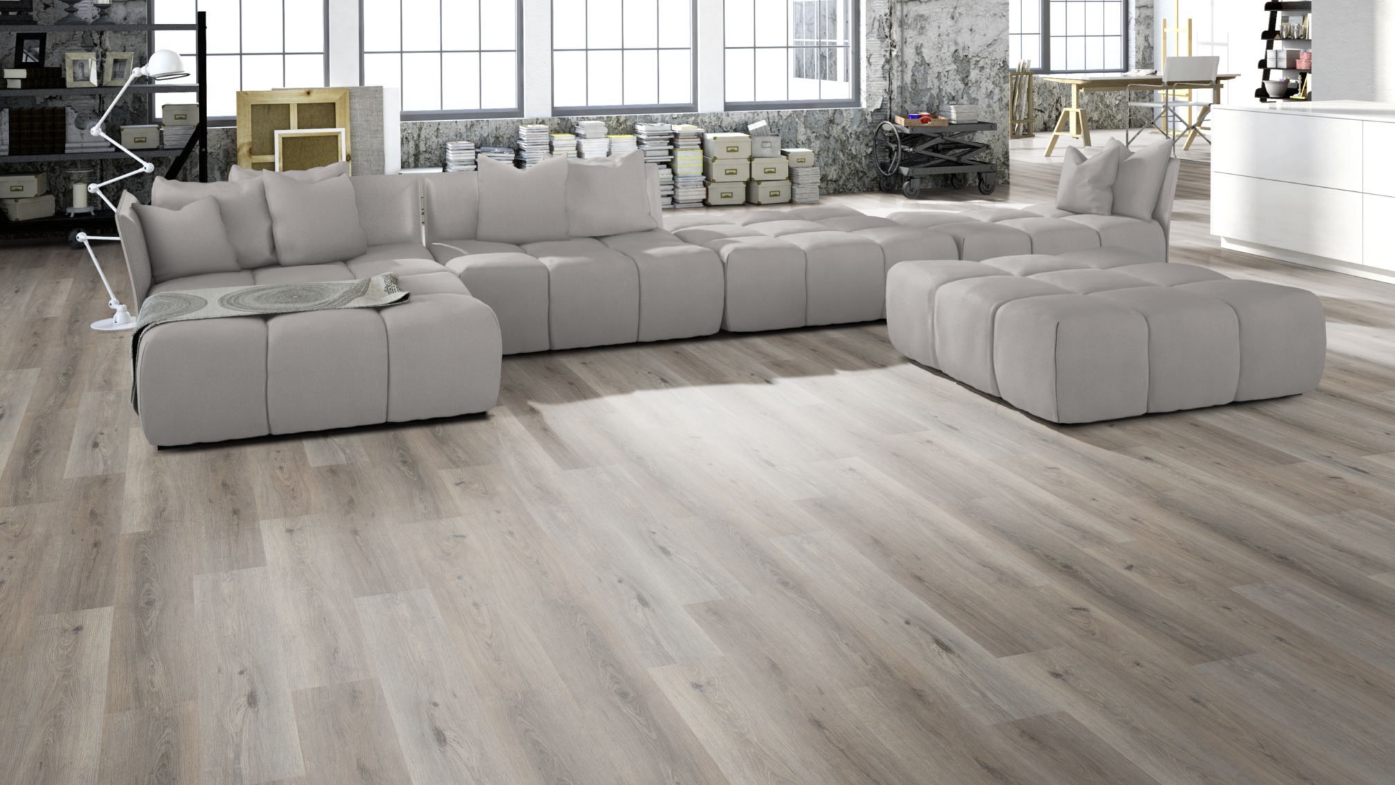 TRECOR® LVT Dryback Klebe Vinylboden Eiche Silver Landhausdiele - 2 mm starker Designboden TRECOR® LVT Dryback Klebe Vinylboden Eiche Silver Landhausdiele - 2 mm starker Designboden
