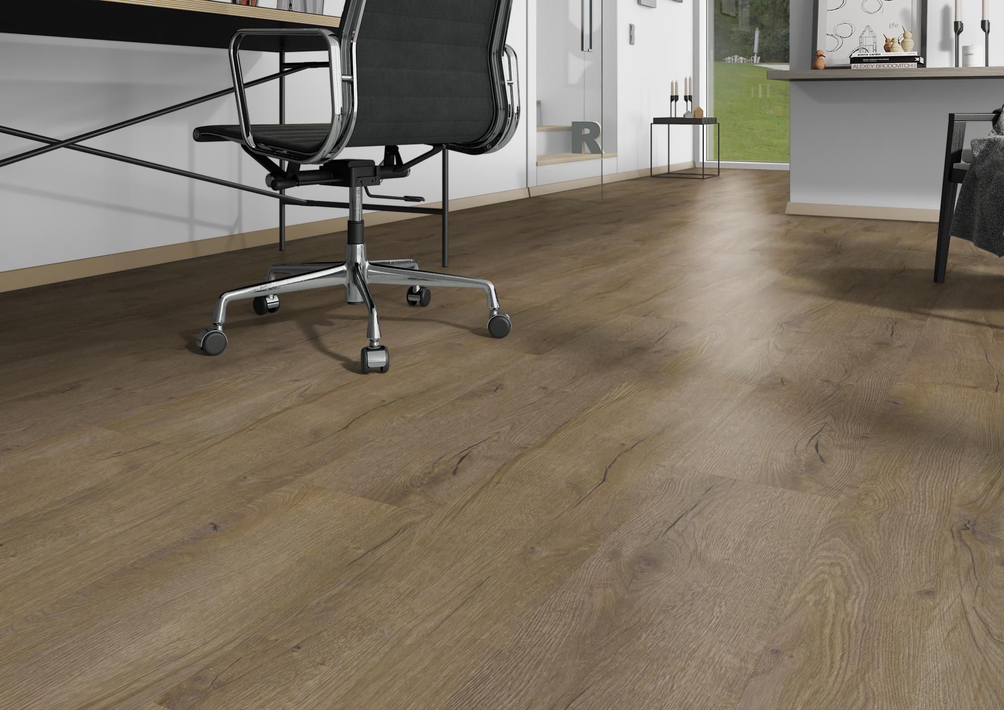TRECOR® SPC / RIGID Klick Vinylboden Prestige Eiche Dunkel Landhausdiele - 5 mm - mit Synchronoberfläche TRECOR® SPC / RIGID Klick Vinylboden Prestige Eiche Dunkel Landhausdiele - 5 mm - mit Synchronoberfläche