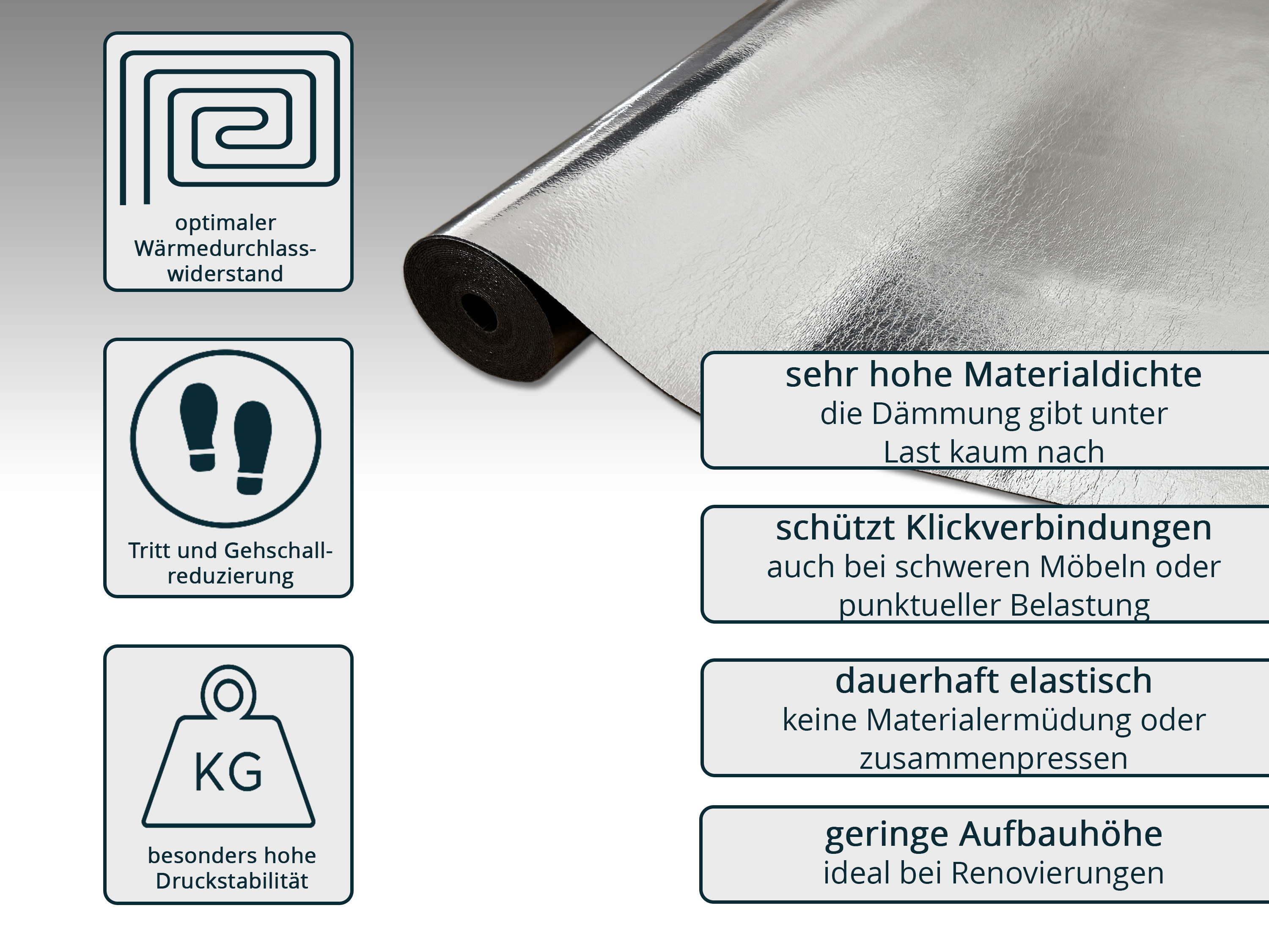 uficell® VINOSOUND RIGID ALU premium Vinylunterlage Trittschalldämmung für Klick Rigid/SPC Vinylboden uficell® VINOSOUND RIGID ALU premium Vinylunterlage Trittschalldämmung für Klick Rigid/SPC Vinylboden