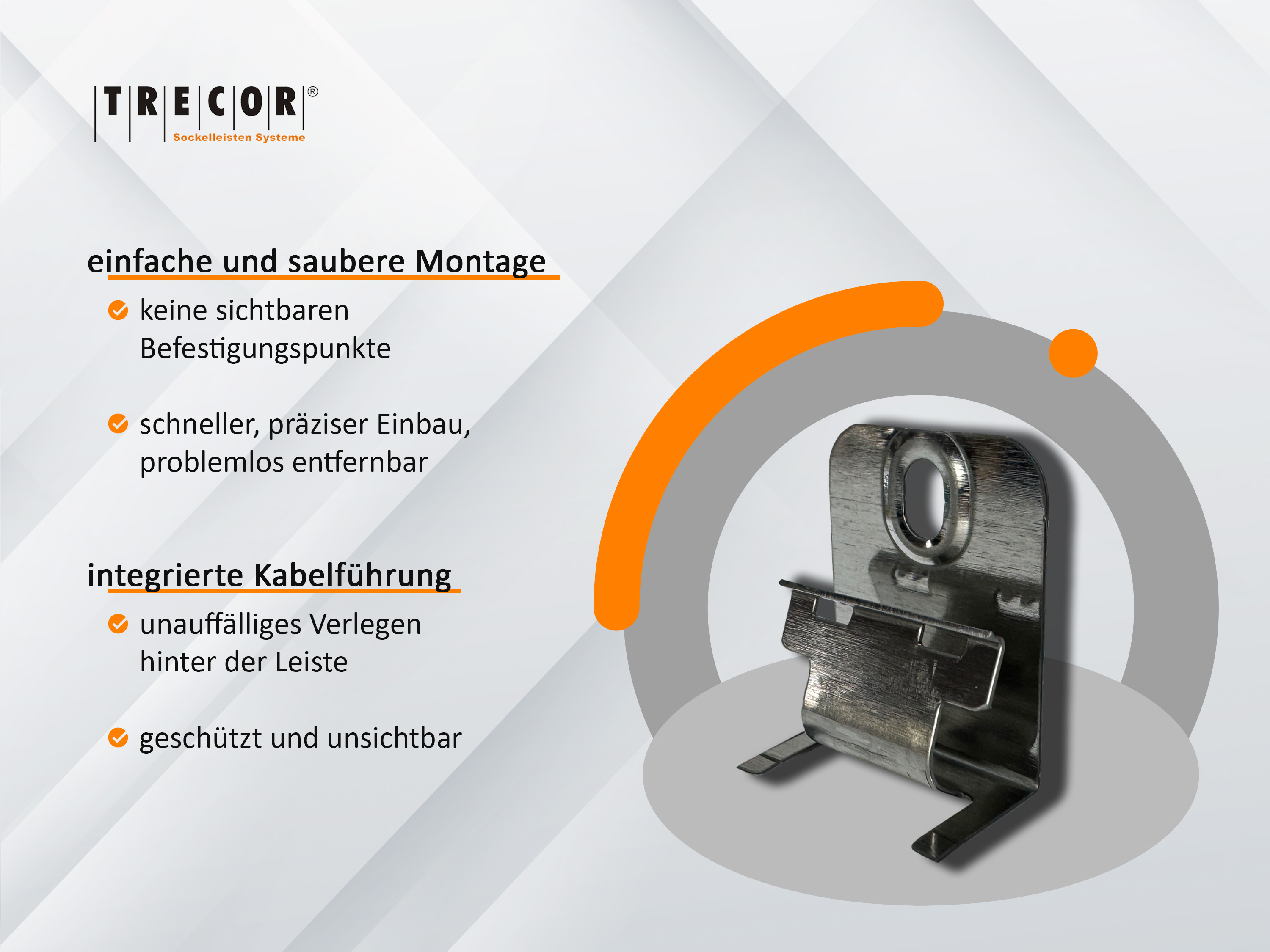 CLIPSTAR® Montageclip / Befestigungsclip für TRECOR® Sockelleisten mit Clipstar Fräsung, 50 er Pack CLIPSTAR® Montageclip / Befestigungsclip für TRECOR® Sockelleisten mit Clipstar Fräsung, 50 er Pack