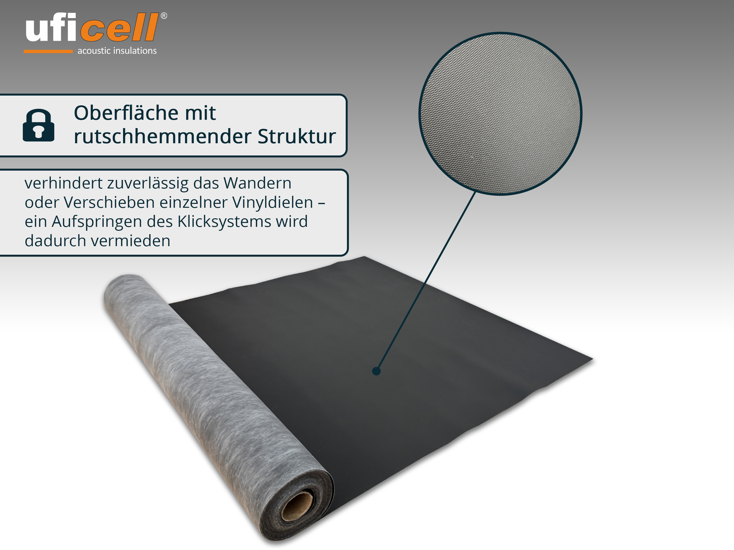 uficell® VINOSILENT premium Trittschallmatte mit Anti-Rutsch Oberfläche für Rigid/SPC Vinyl uficell® VINOSILENT premium Trittschallmatte mit Anti-Rutsch Oberfläche für Rigid/SPC Vinyl
