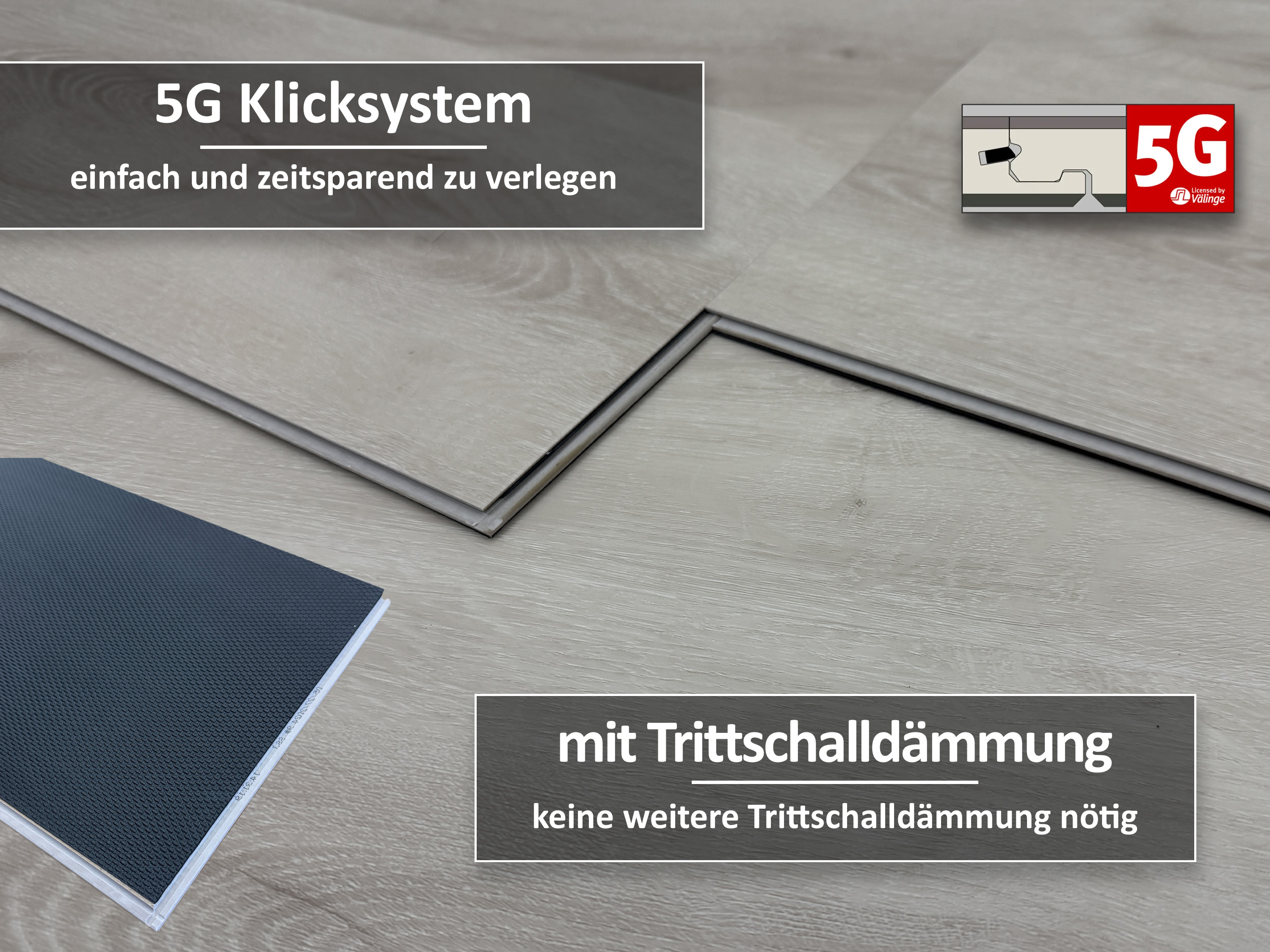 Vinylboden Eiche Premium Weiß RIGID Klickvinyl 6,5 mm, V4 Fuge, wasserfest, inkl. 1 mm Trittschalldämmung