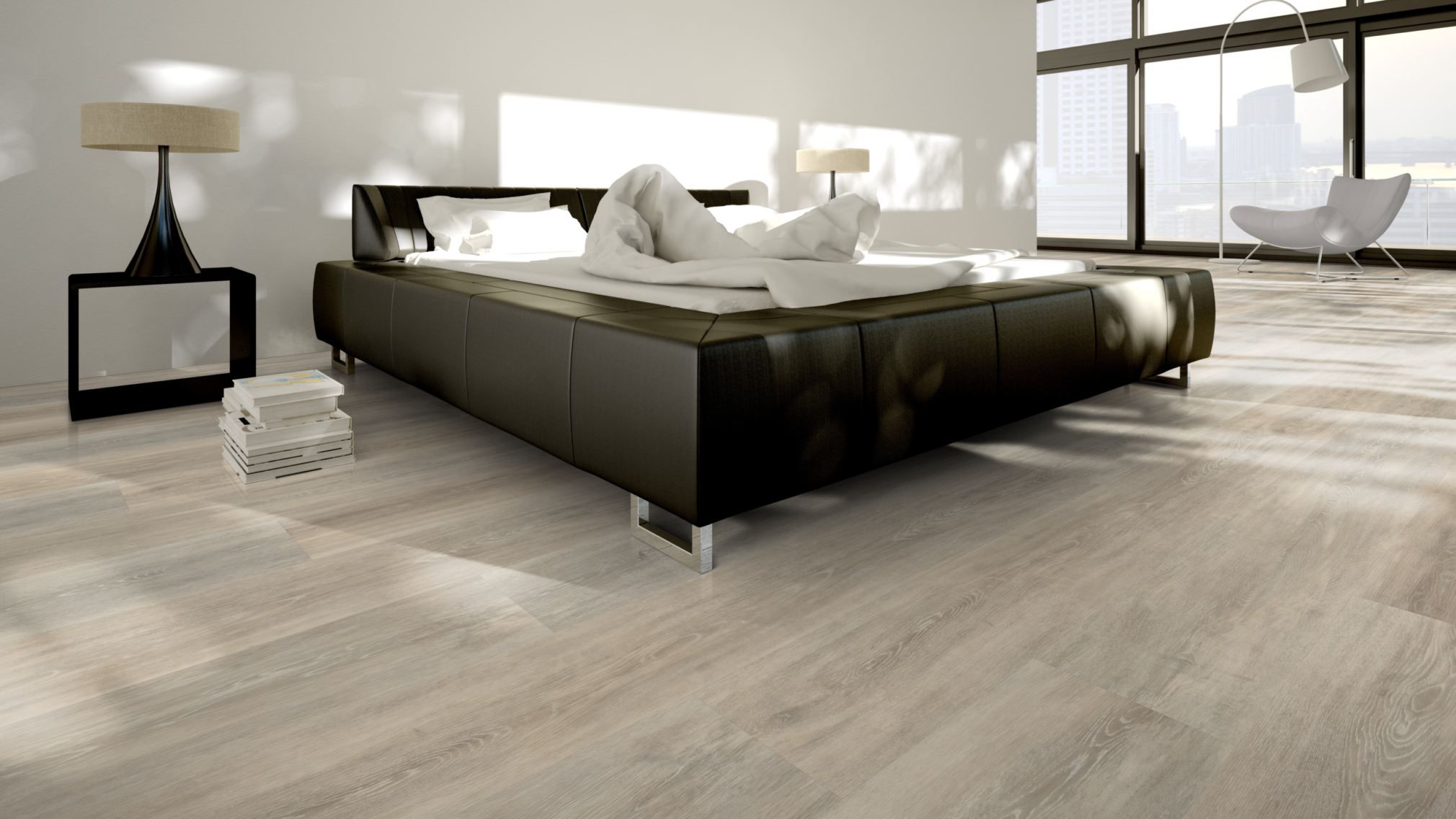 TRECOR® Klick Vinylboden Eiche Premium Silber XXL Landhausdiele 6,5 mm Stark mit integrierter Trittschallunterlage