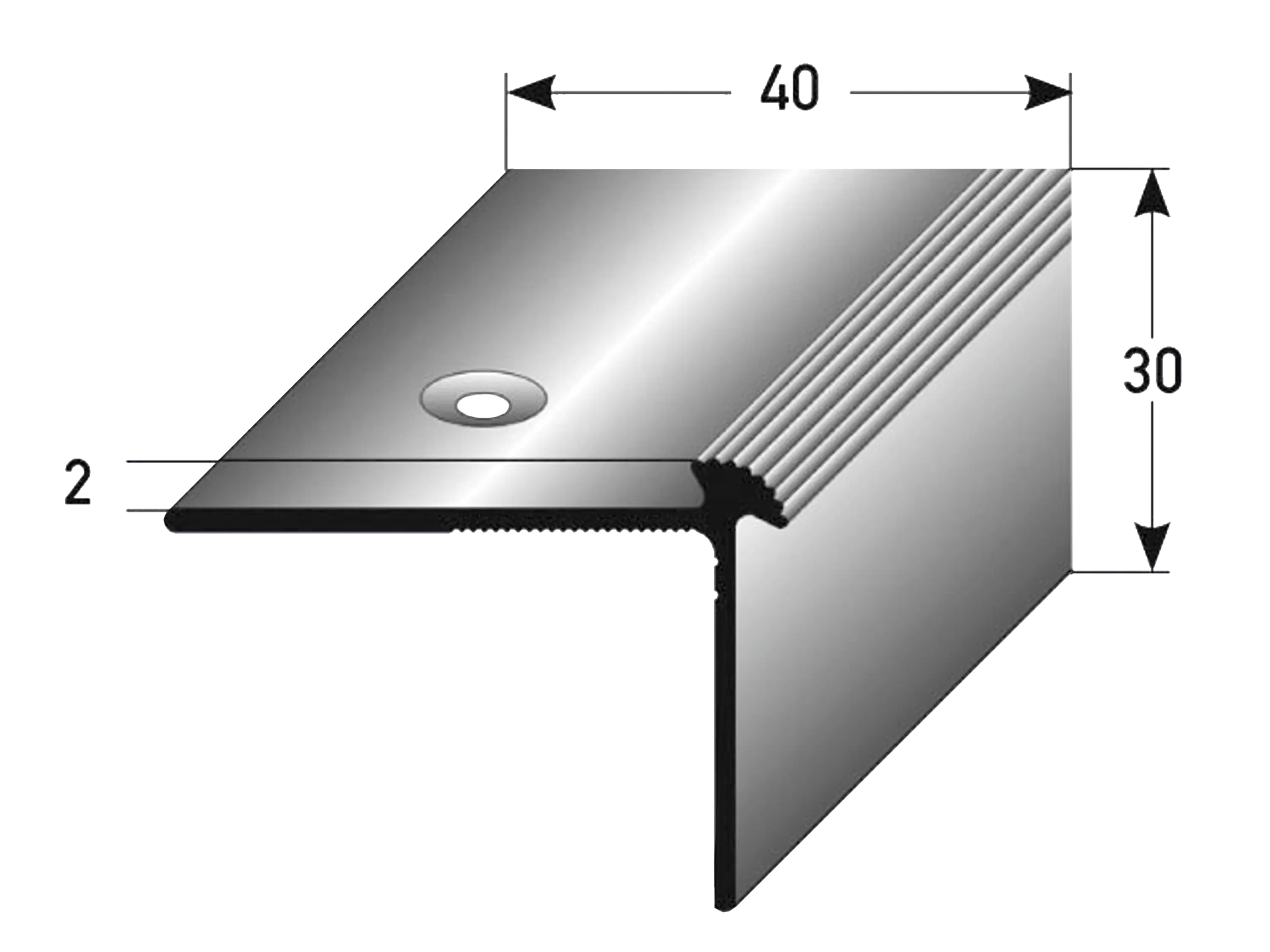 ufitec® Treppenkantenprofil beidseitig für Vinylböden für Belagshöhen von 2 mm - Alu eloxiert ufitec® Treppenkantenprofil beidseitig für Vinylböden für Belagshöhen von 2 mm - Alu eloxiert