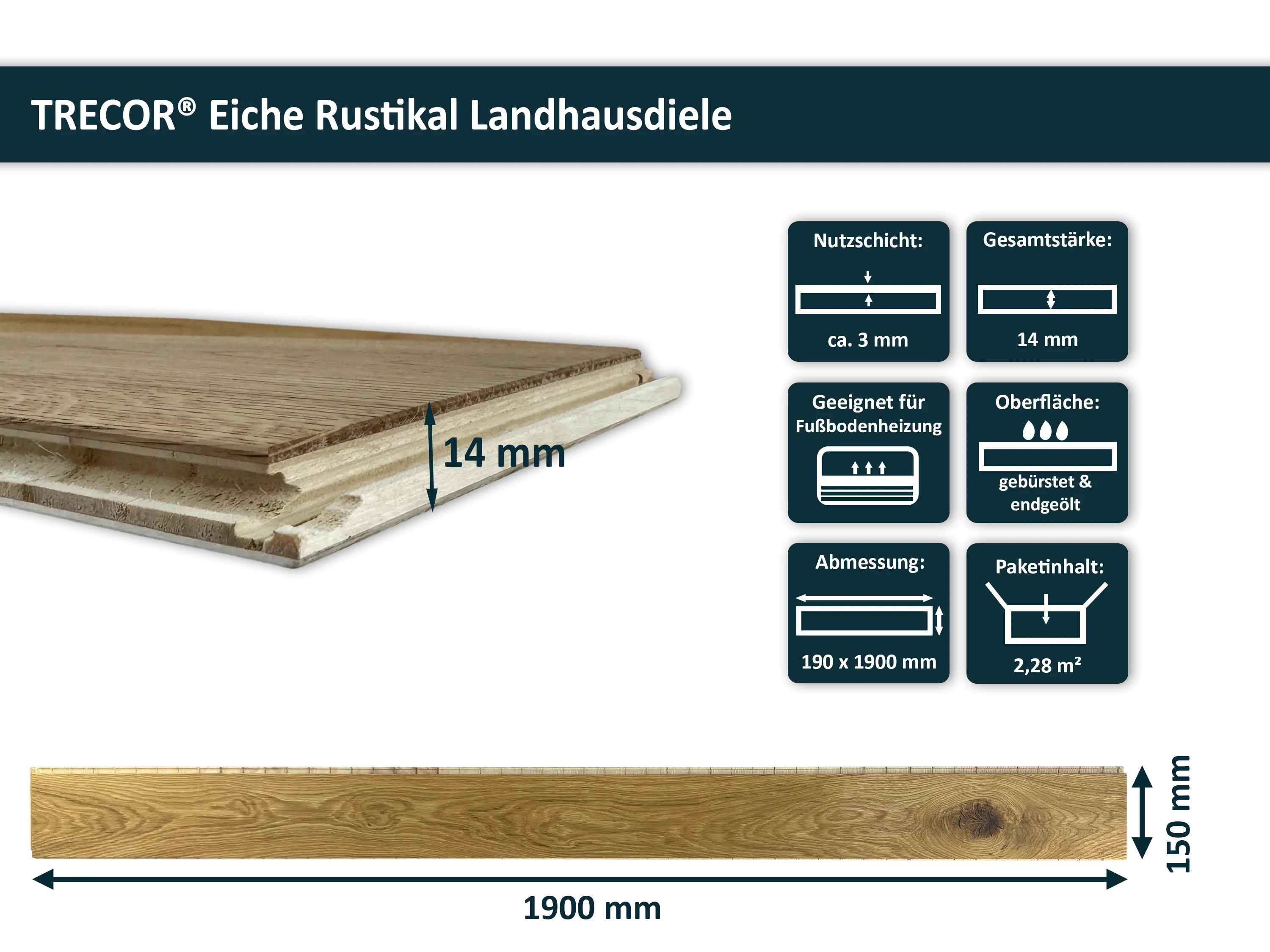 Parkettboden Eiche Rustikal Parkett Landausdiele 3-Schicht 150 mm Breit gebürstet, gefast & endgeölt Parkettboden Eiche Rustikal Parkett Landausdiele 3-Schicht 150 mm Breit gebürstet, gefast & endgeölt
