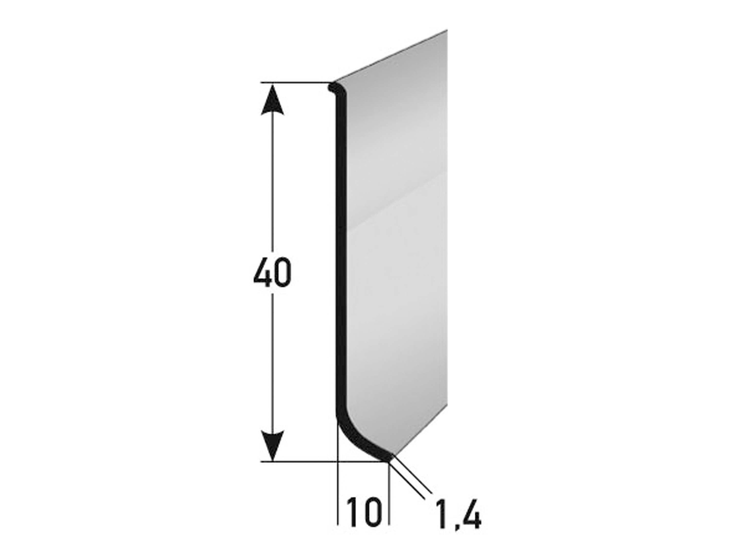 Aluminium Sockelleiste 40 mm - Metallsockelleiste eloxiert 