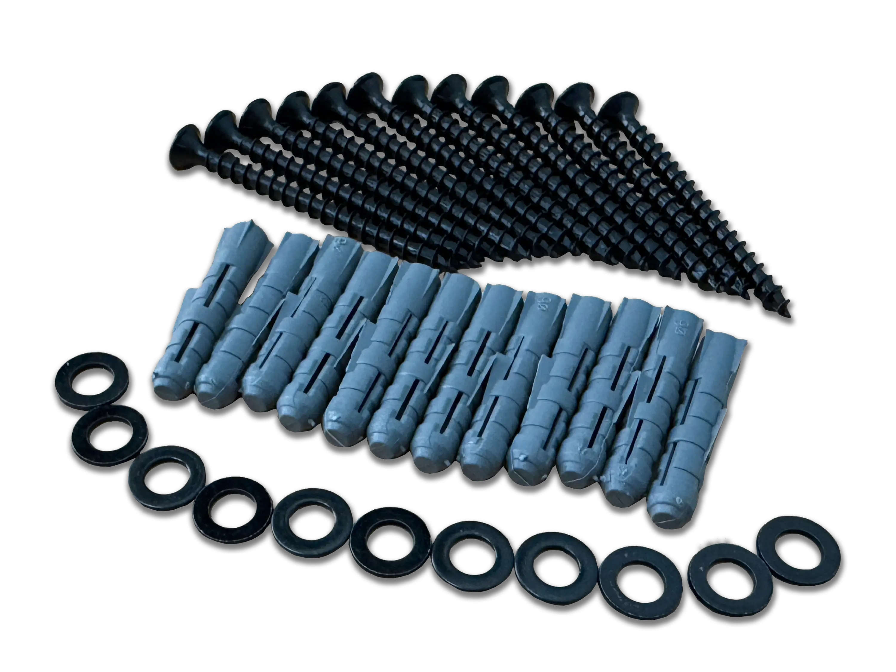 Schrauben Set in Schwarz für Akustikpaneele mit Dübel, Format: 4x50mm