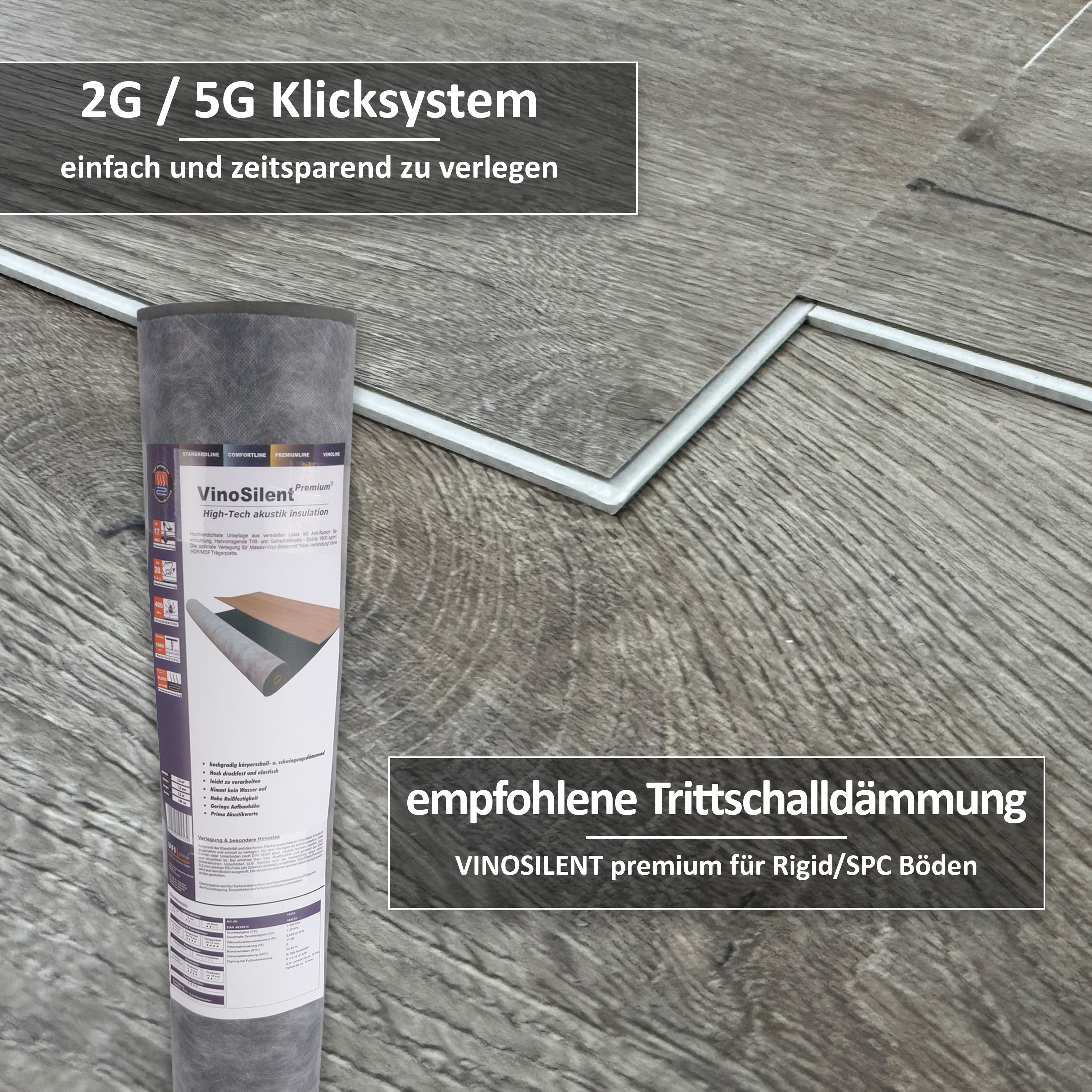 TRECOR® SPC / RIGID Klick Vinylboden Prestige Eiche Grau Landhausdiele - 5 mm - mit Synchronoberfläche TRECOR® SPC / RIGID Klick Vinylboden Prestige Eiche Grau Landhausdiele - 5 mm - mit Synchronoberfläche