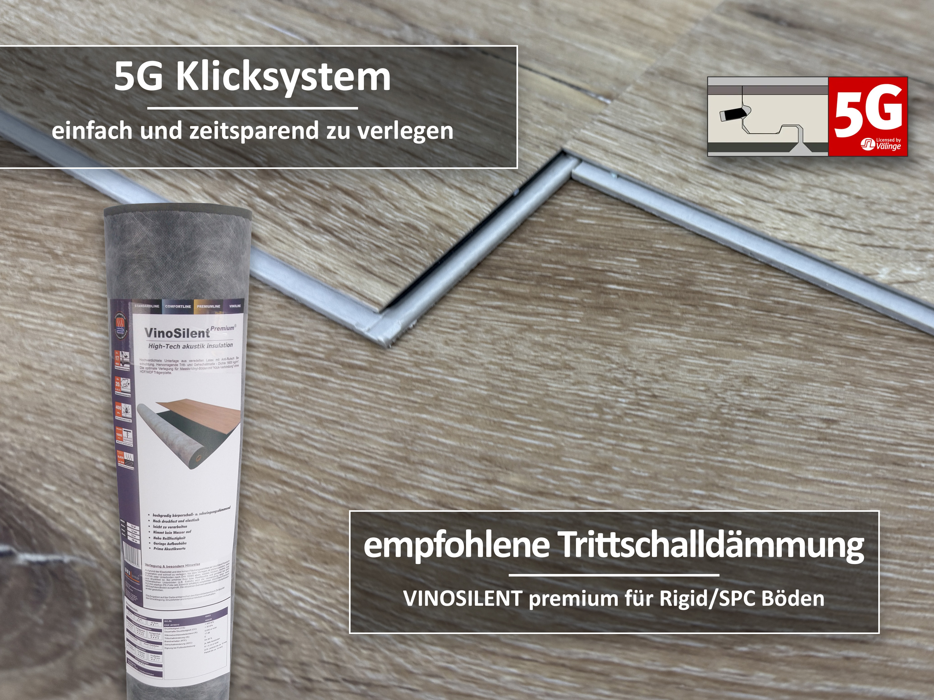 Klick Vinylboden RIGID 5.0 Eiche Rustique Hell Landhausdiele 5 mm Stark, 0,5 mm Nutzschicht Klick Vinylboden RIGID 5.0 Eiche Rustique Hell Landhausdiele 5 mm Stark, 0,5 mm Nutzschicht