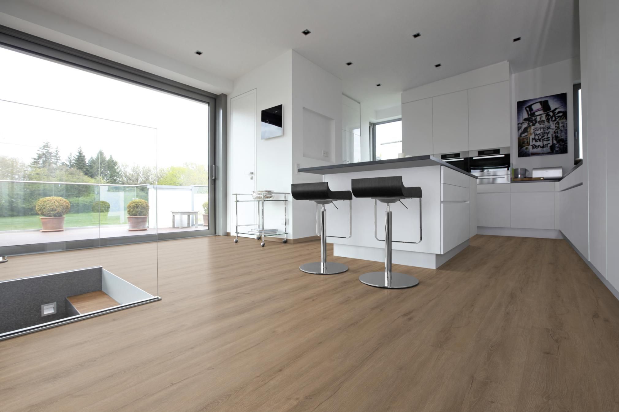 TRECOR® Klick Vinylboden Eiche Premium Natur XXL Landhausdiele 6,5 mm Stark mit integrierter Trittschallunterlage