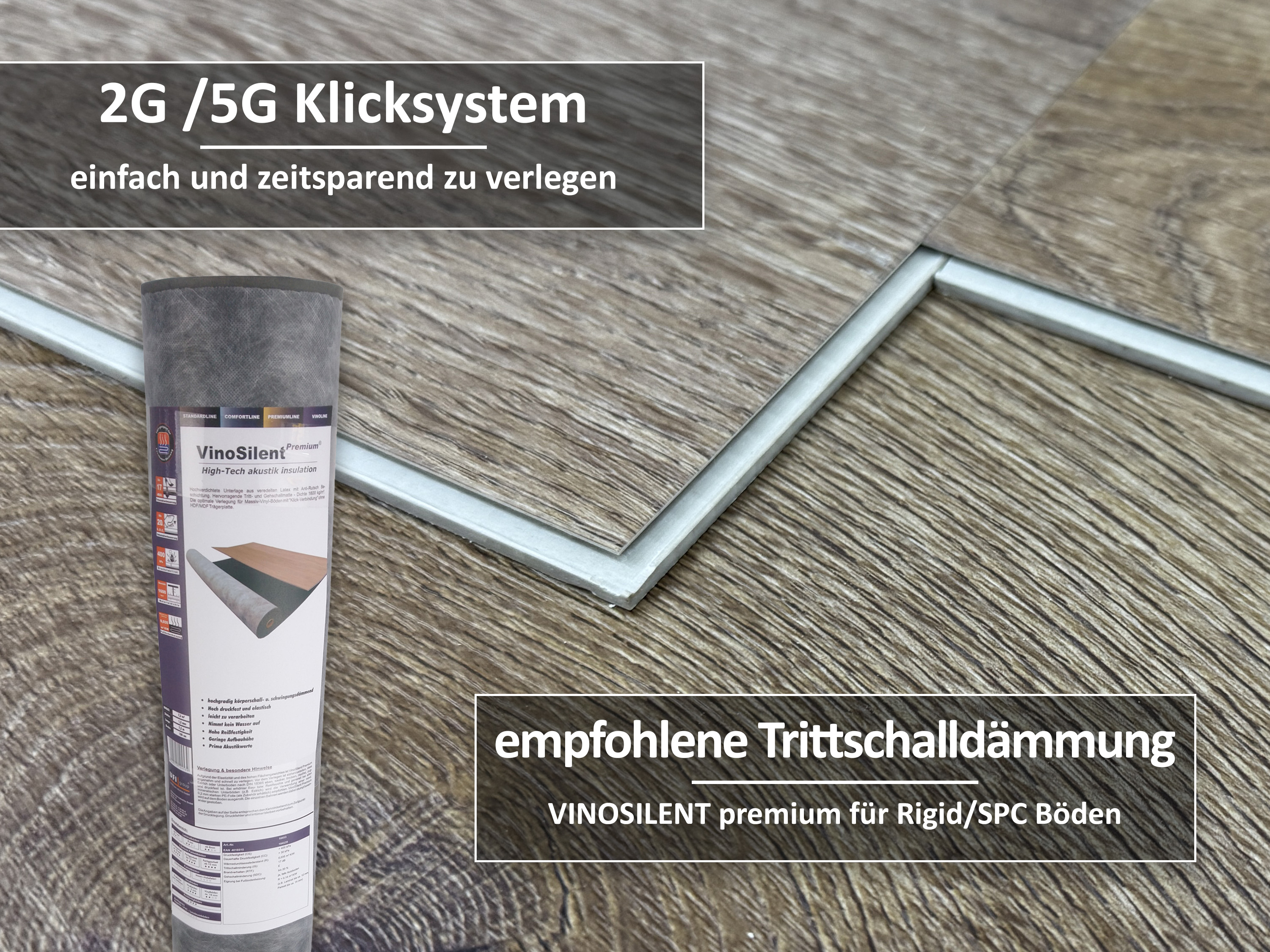 TRECOR® SPC / RIGID Klick Vinylboden Prestige Eiche Dunkel Landhausdiele - 5 mm - mit Synchronoberfläche TRECOR® SPC / RIGID Klick Vinylboden Prestige Eiche Dunkel Landhausdiele - 5 mm - mit Synchronoberfläche