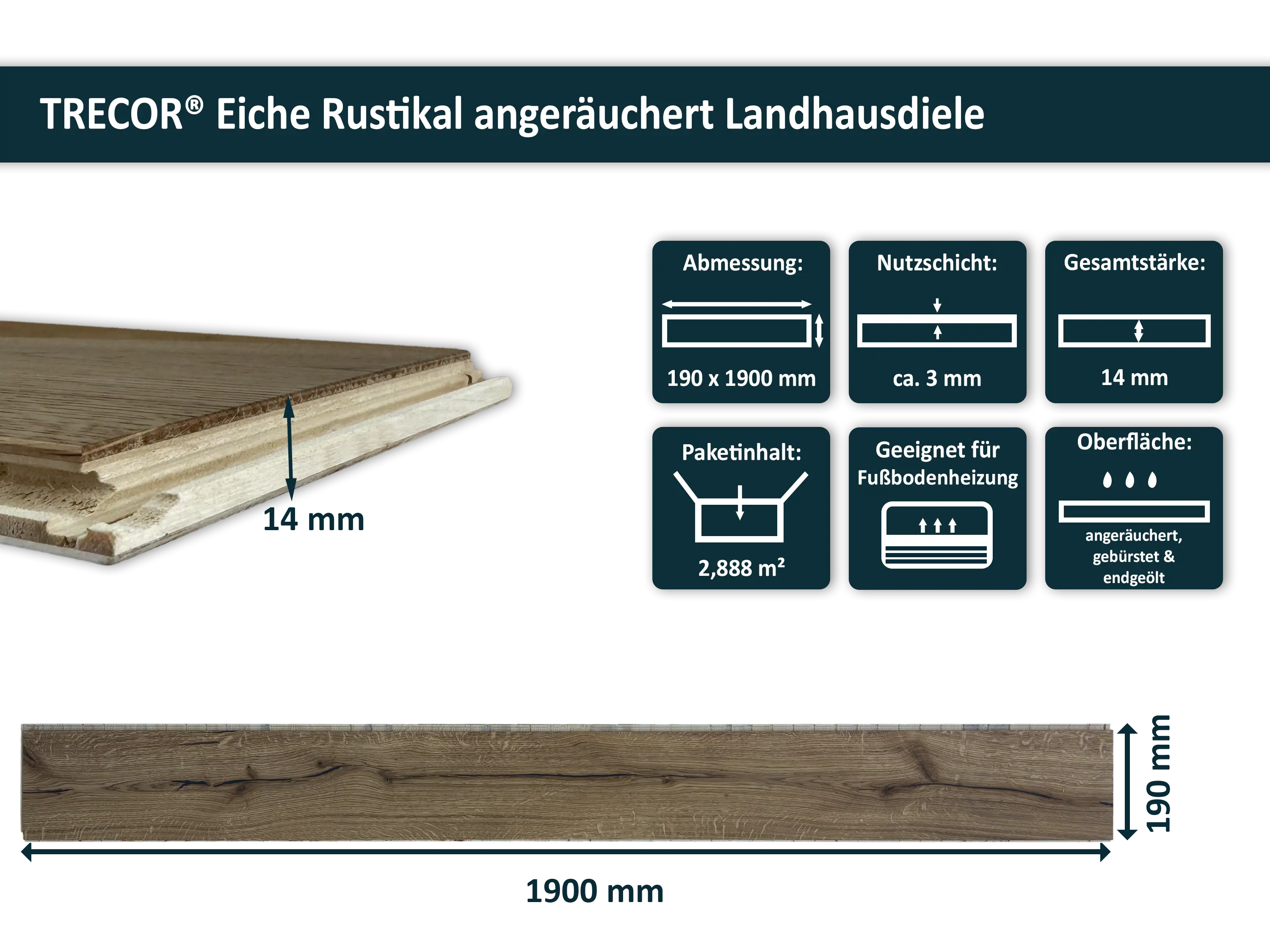 Parkettboden Eiche Rustikal angeräuchert Parkett Landausdiele 3-Schicht 190 mm Breit gebürstet, gefast & endgeölt Parkettboden Eiche Rustikal angeräuchert Parkett Landausdiele 3-Schicht 190 mm Breit gebürstet, gefast & endgeölt