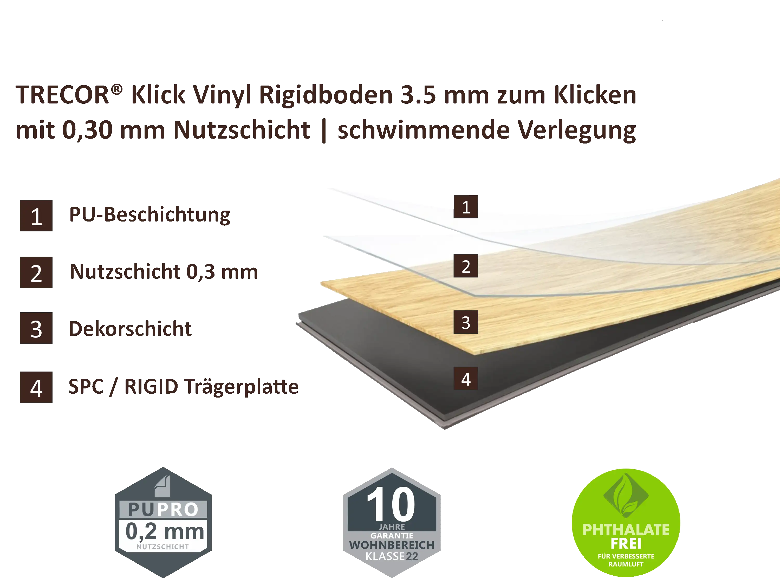 TRECOR® Klick Vinylboden RIGID 3.5 - Eiche Old Rustik Dark 3,5 mm Stark, Nutzschicht: 0,3 mm TRECOR® Klick Vinylboden RIGID 3.5 - Eiche Old Rustik Dark 3,5 mm Stark, Nutzschicht: 0,3 mm