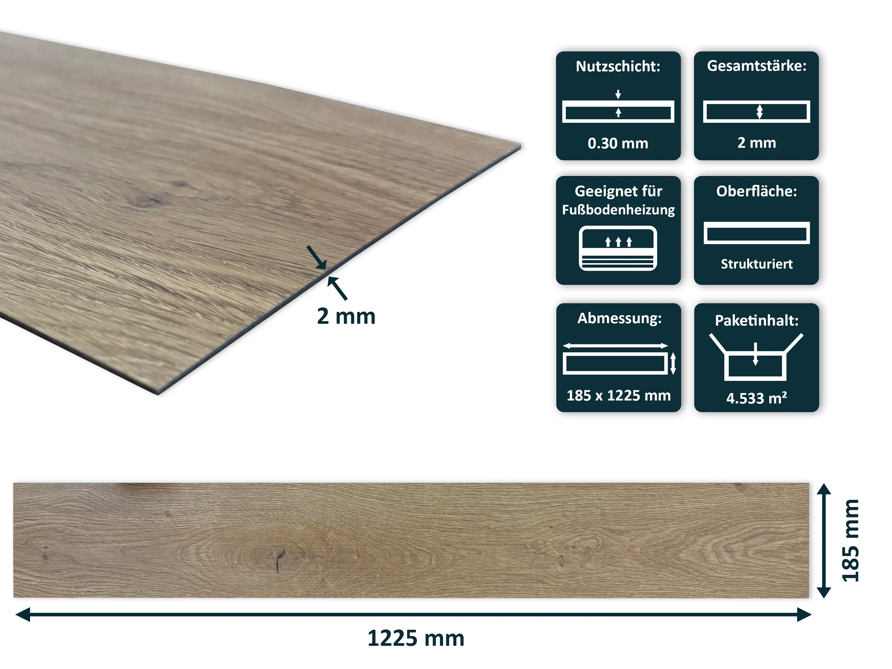 TRECOR® LVT Dryback Klebe Vinylboden Prestige Eiche Natur Landhausdiele - 2 mm starker Designboden TRECOR® LVT Dryback Klebe Vinylboden Prestige Eiche Natur Landhausdiele - 2 mm starker Designboden