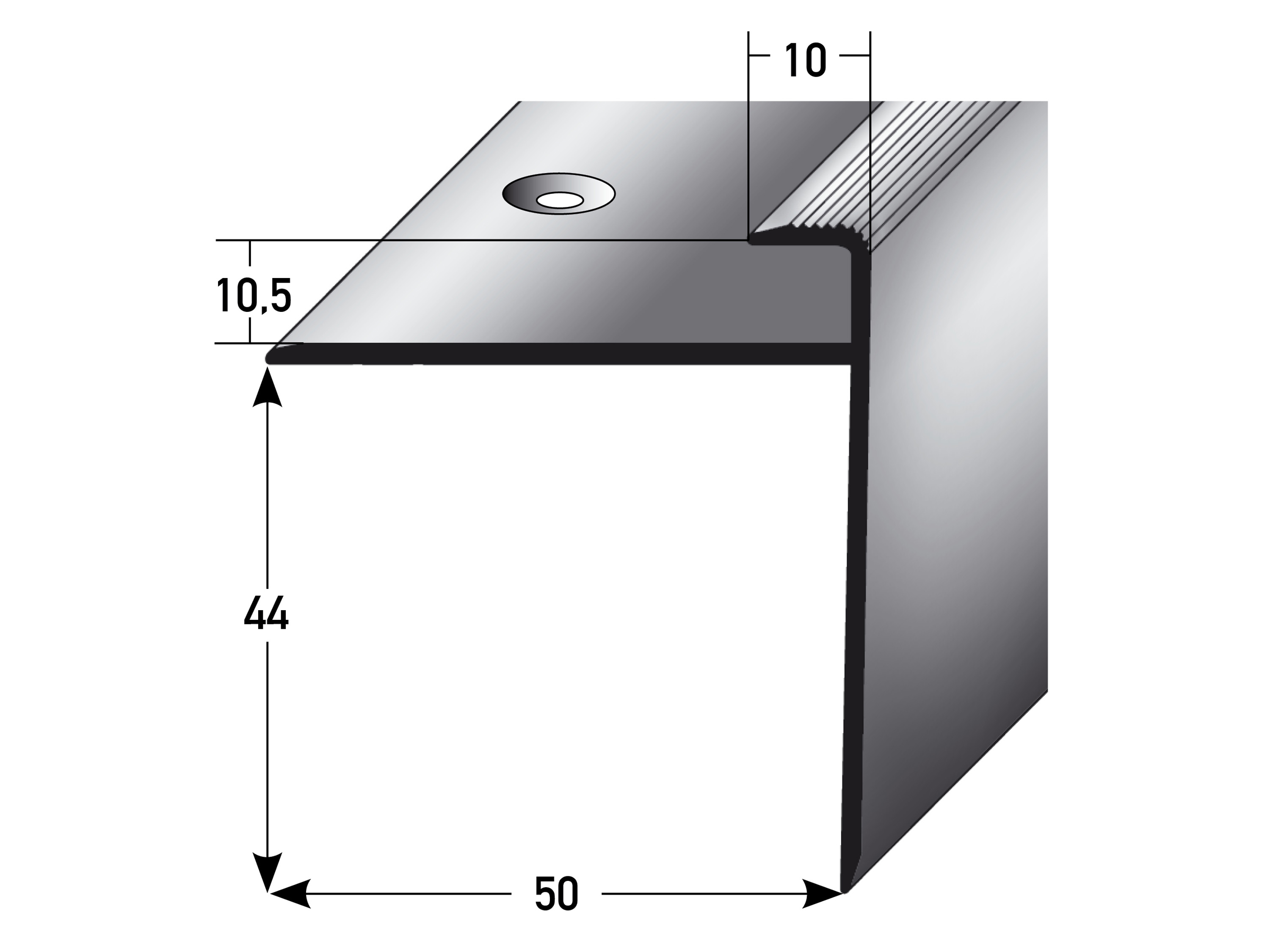 ufitec® Einschubprofil für Belagshöhe bis 10 mm | 44 mm Nase Treppen-/Stufen Abschlussprofil ufitec® Einschubprofil für Belagshöhe bis 10 mm | 44 mm Nase Treppen-/Stufen Abschlussprofil