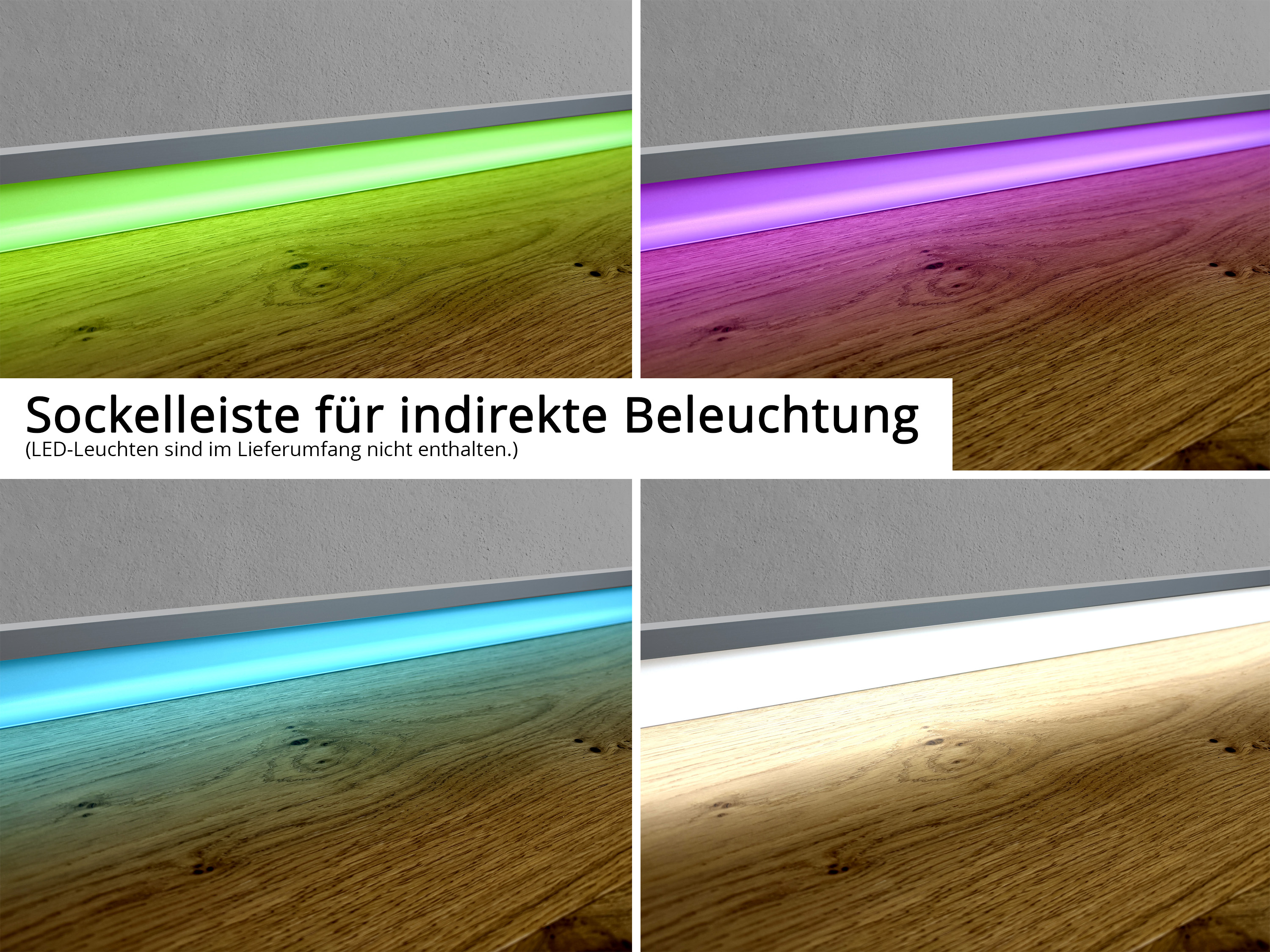 LED- Aluminium Sockelleiste eloxiert 60 mm - Metallsockelleiste für indirekte Beleuchtung