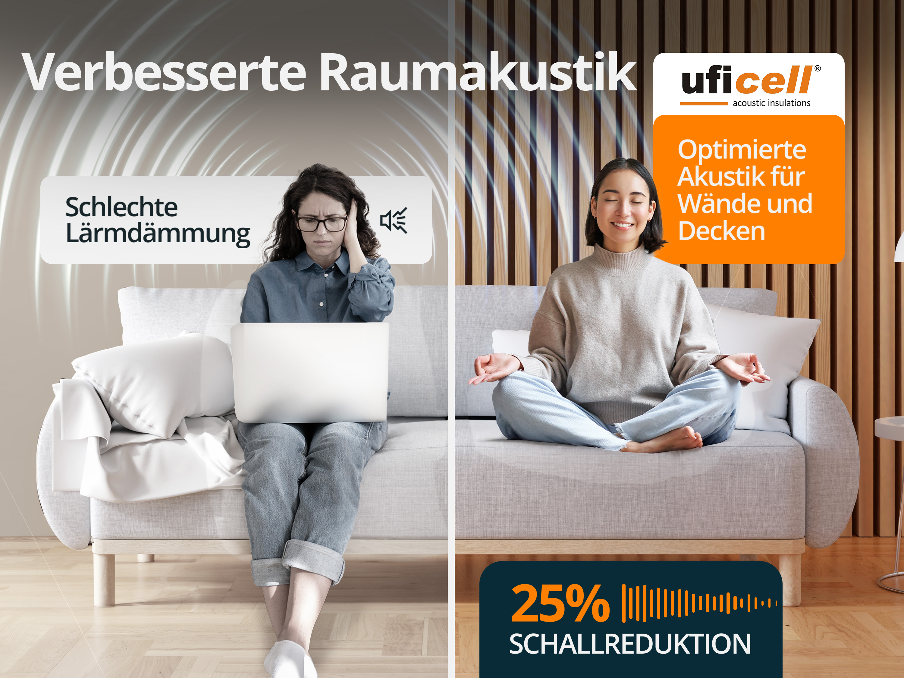 Akustikpaneele Wandpaneel Eiche Natur 27 mm Lamellen Filz Schwarz, Oberfläche: Echtholz mehrere Formate
