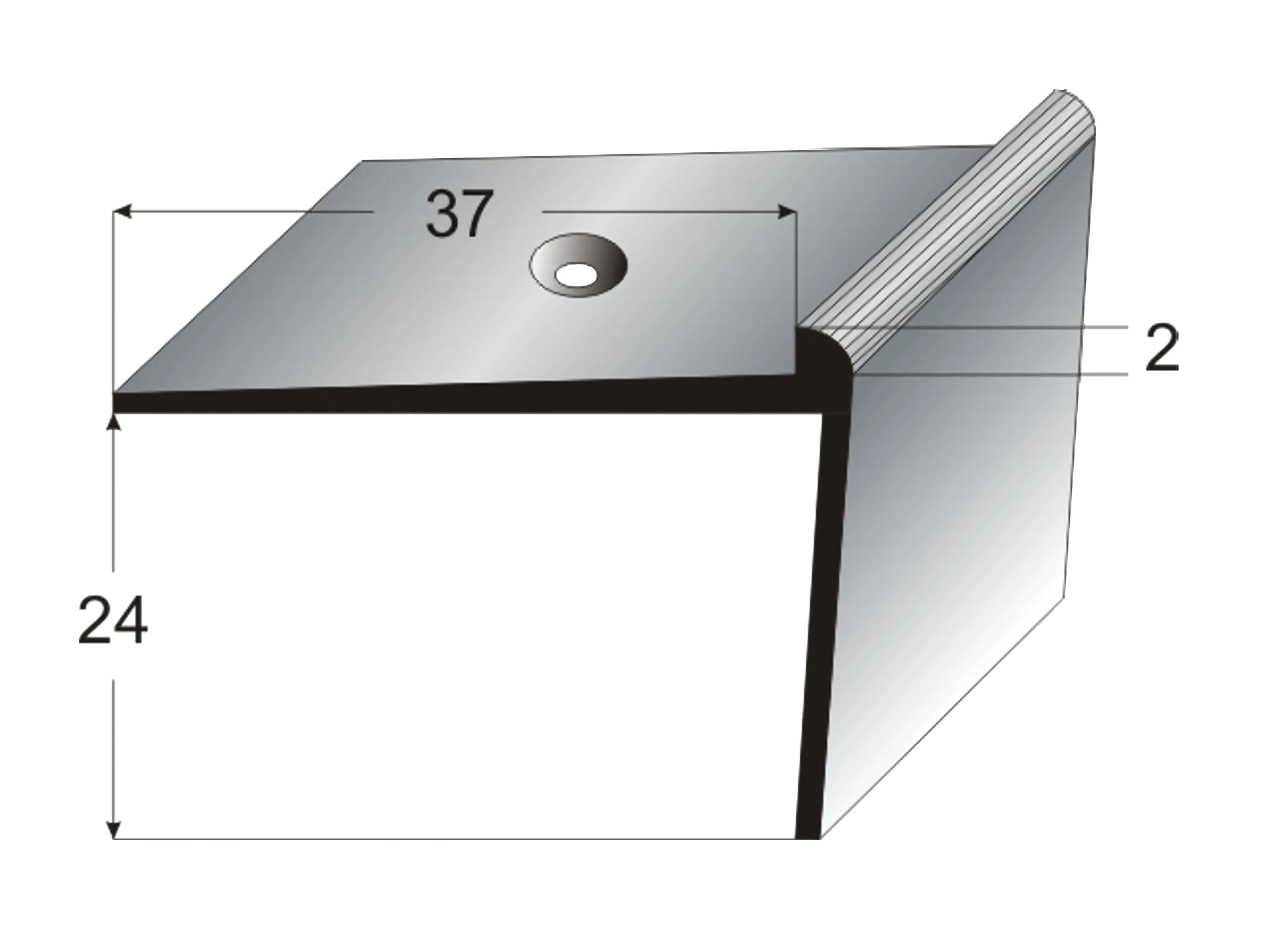 ufitec® Treppenkantenprofil mit Nase für Vinylböden für Belagshöhen von 2 mm - Alu eloxiert ufitec® Treppenkantenprofil mit Nase für Vinylböden für Belagshöhen von 2 mm - Alu eloxiert
