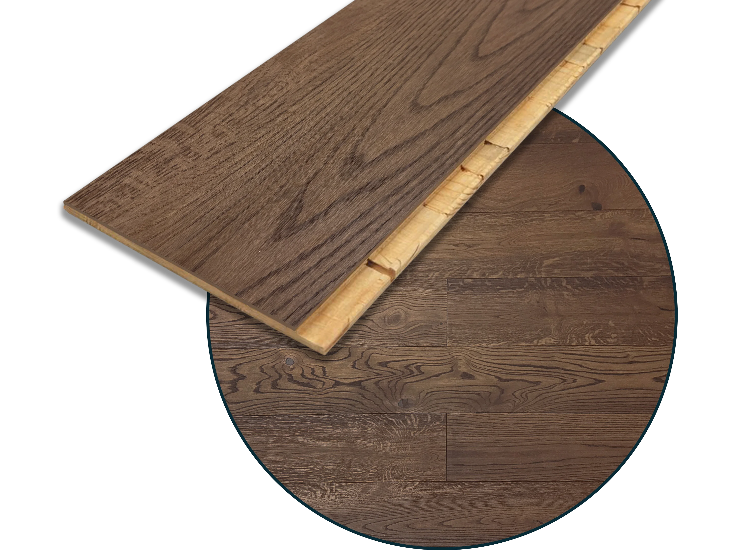 Parkettboden 3-Schicht Landhausdiele Eiche Rustikal Parkett gebürstet RUBIO R306 chocolat endgeölt