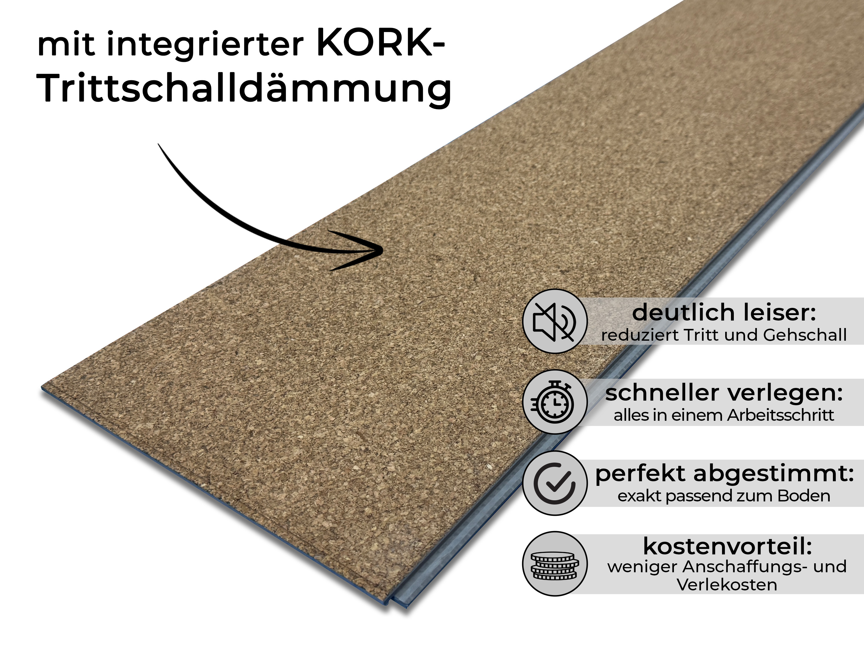 Klick Vinylboden Silent SPC Colossal Light Oak inkl. Kork Trittschalldämmung und Synchronoberfläche 8 mm 