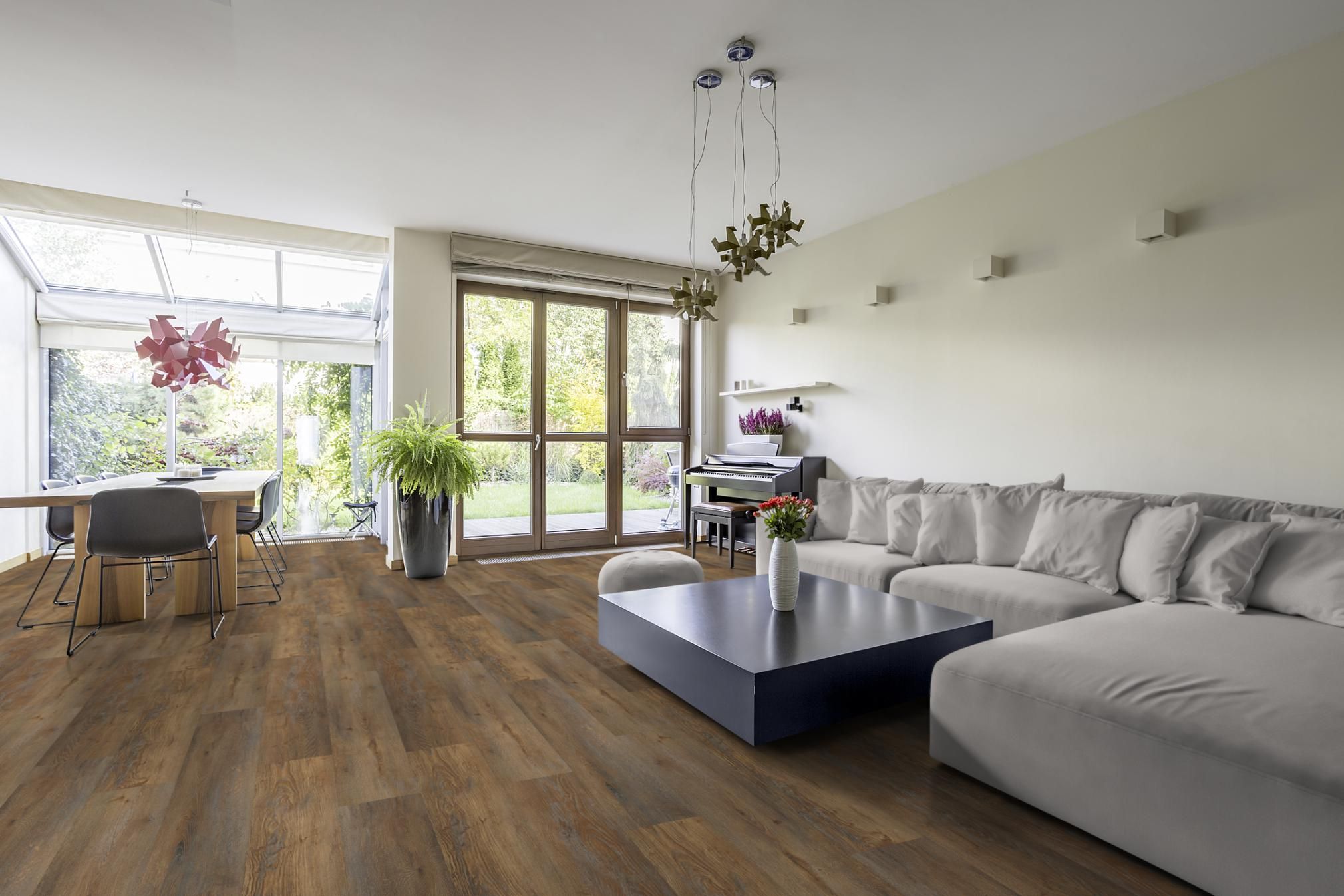 TRECOR® Klick Vinylboden RIGID 5.0+, Exclusiv Eiche Coffee Landhausdiele XL-Diele TRECOR® Klick Vinylboden RIGID 5.0+, Exclusiv Eiche Coffee Landhausdiele XL-Diele